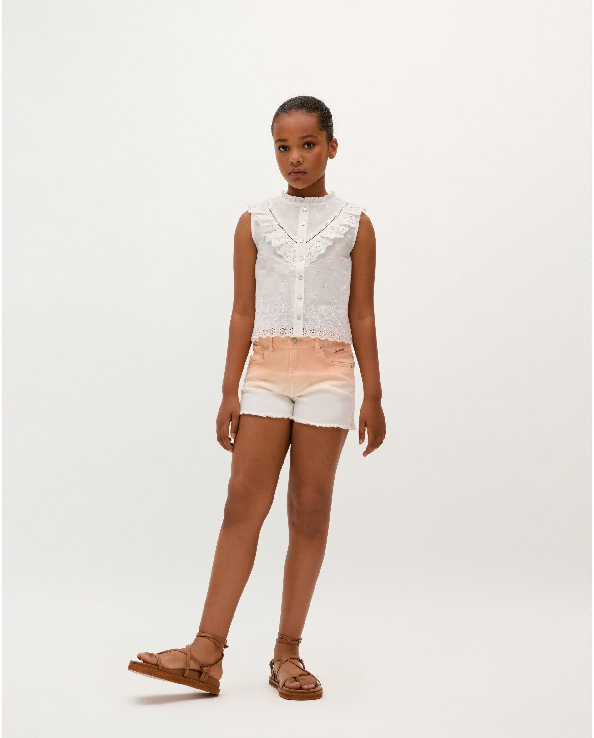 Blusa com Folhos e Bordado Suíço Scalpers Branco-2