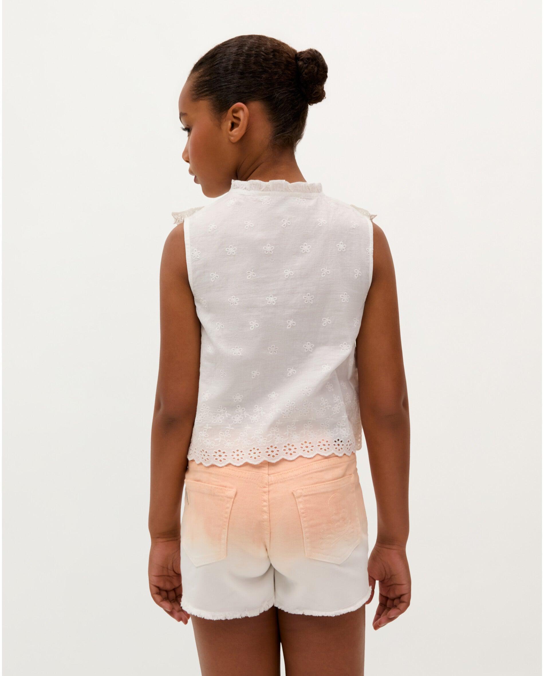 Blusa com Folhos e Bordado Suíço Scalpers Branco-3