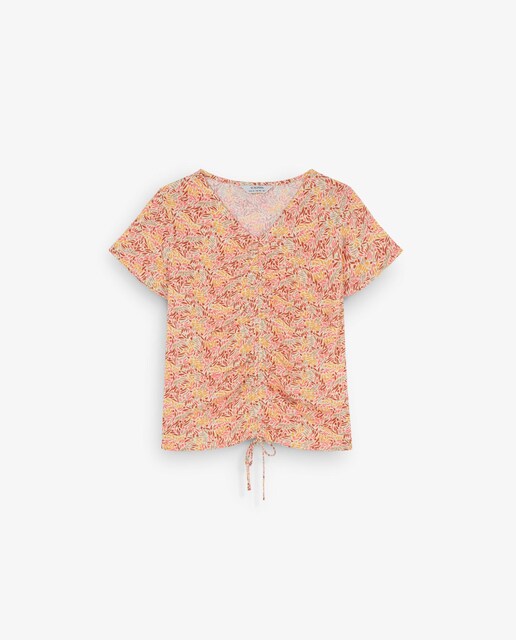 Imagem 0 de Blusa Infantil com Franzido Frontal e Estampado de Flores