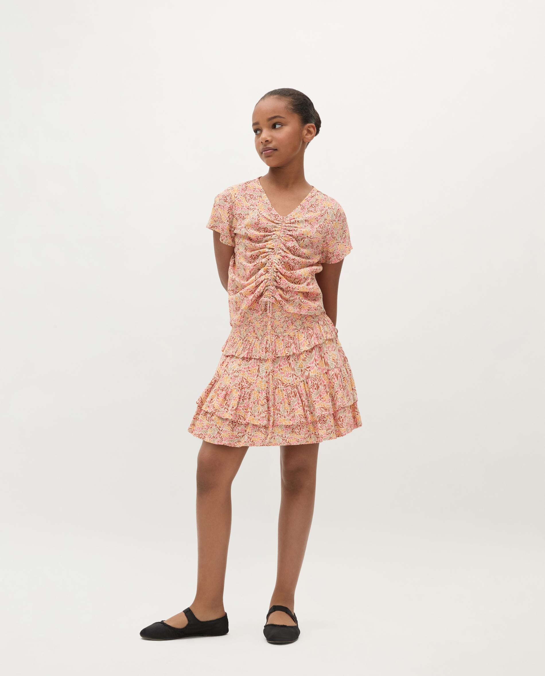 Blusa Infantil com Franzido Frontal e Estampado de Flores Multicolor-2