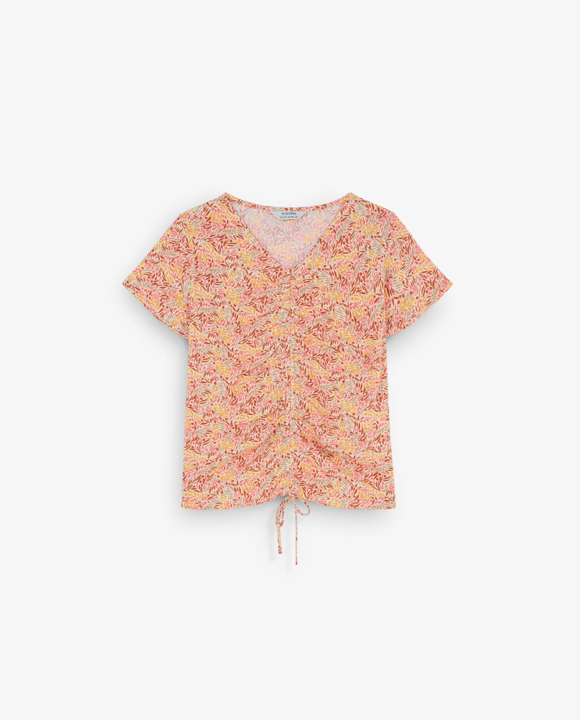 Blusa Infantil com Franzido Frontal e Estampado de Flores Multicolor-4