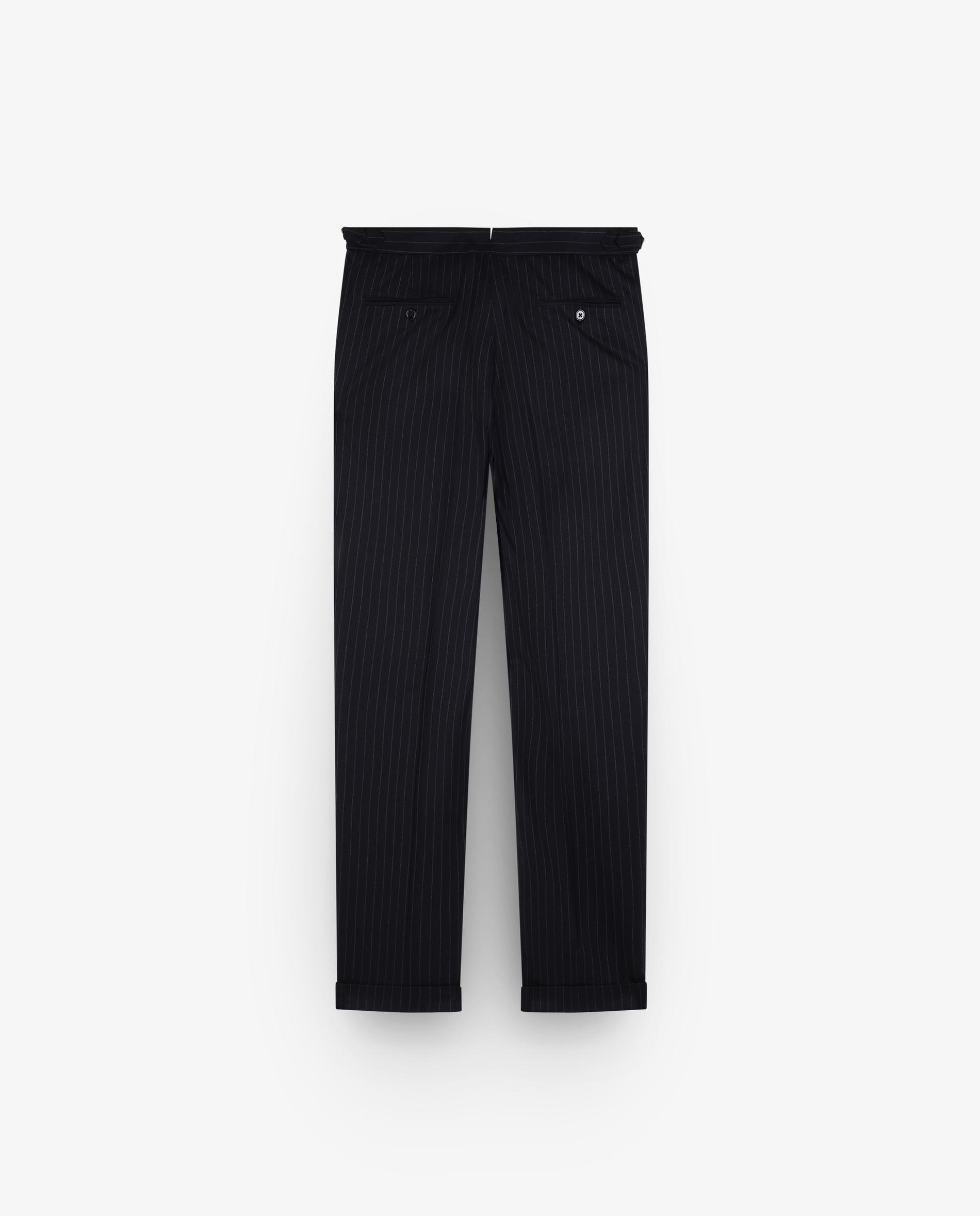 Fato de Lã Regular Fit Às Riscas Azul-marinho-5