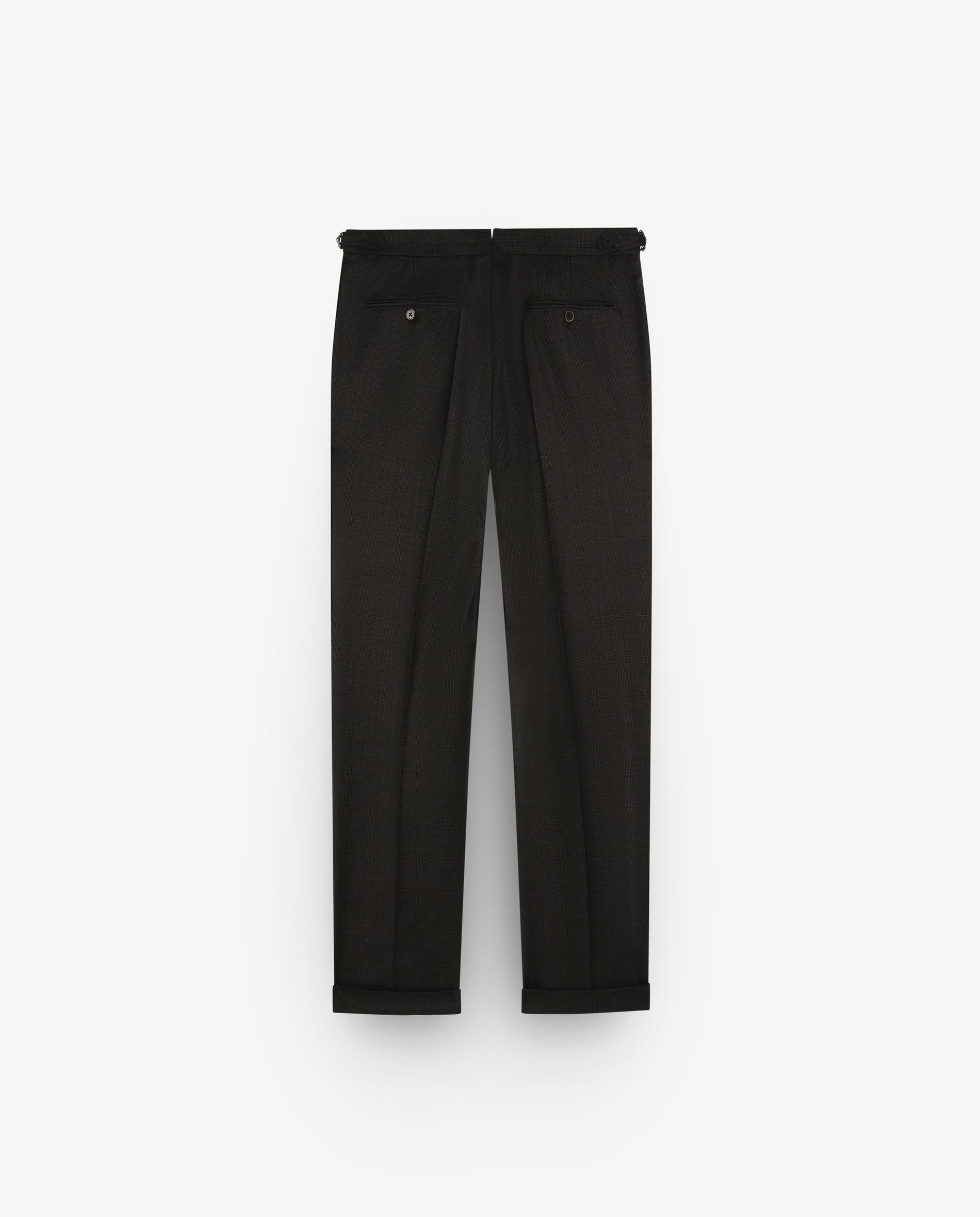 Fato de Lã Regular Fit Aos Quadrados Castanho-5