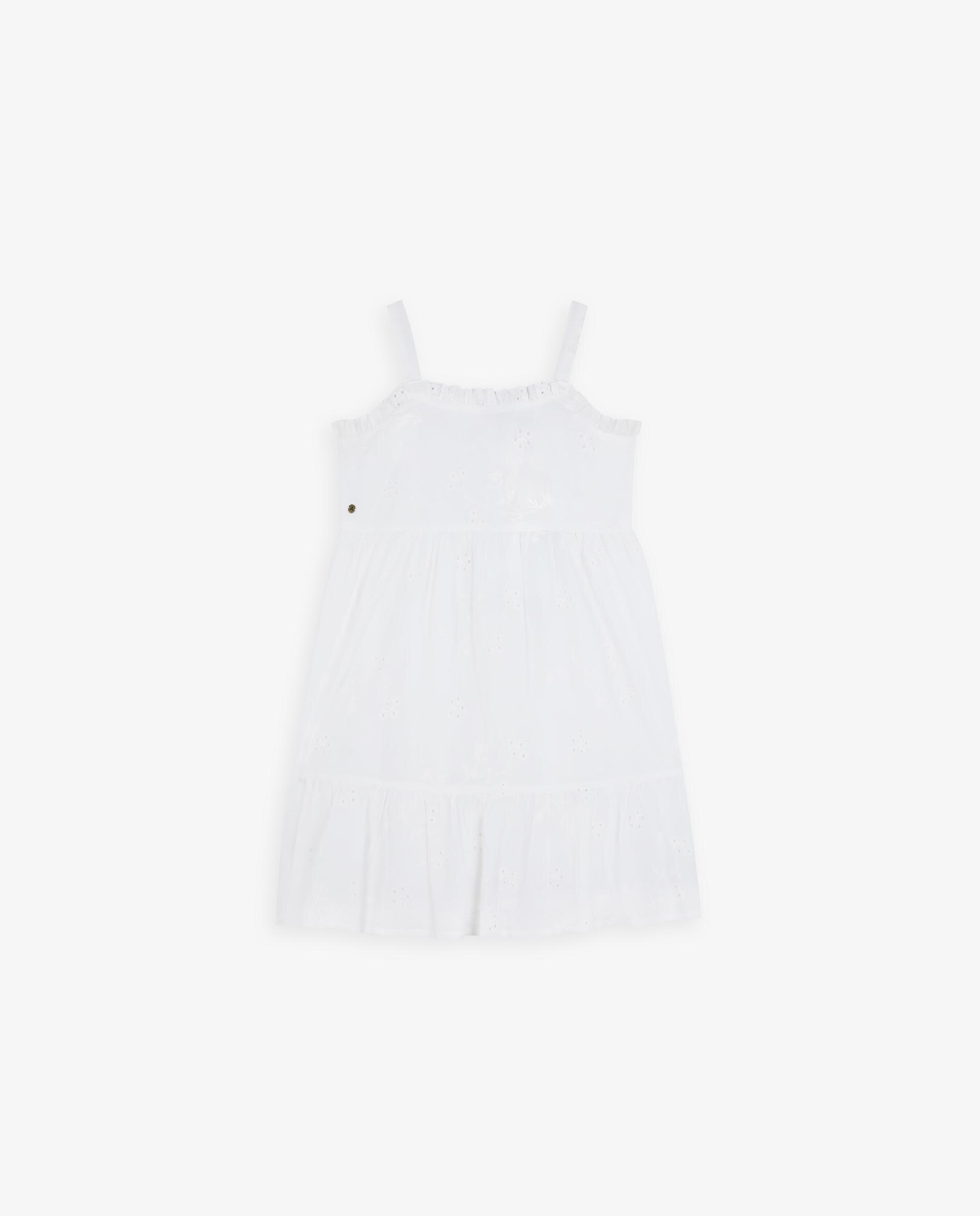Vestido de Algodão com Detalhes Perfurados Branco-4