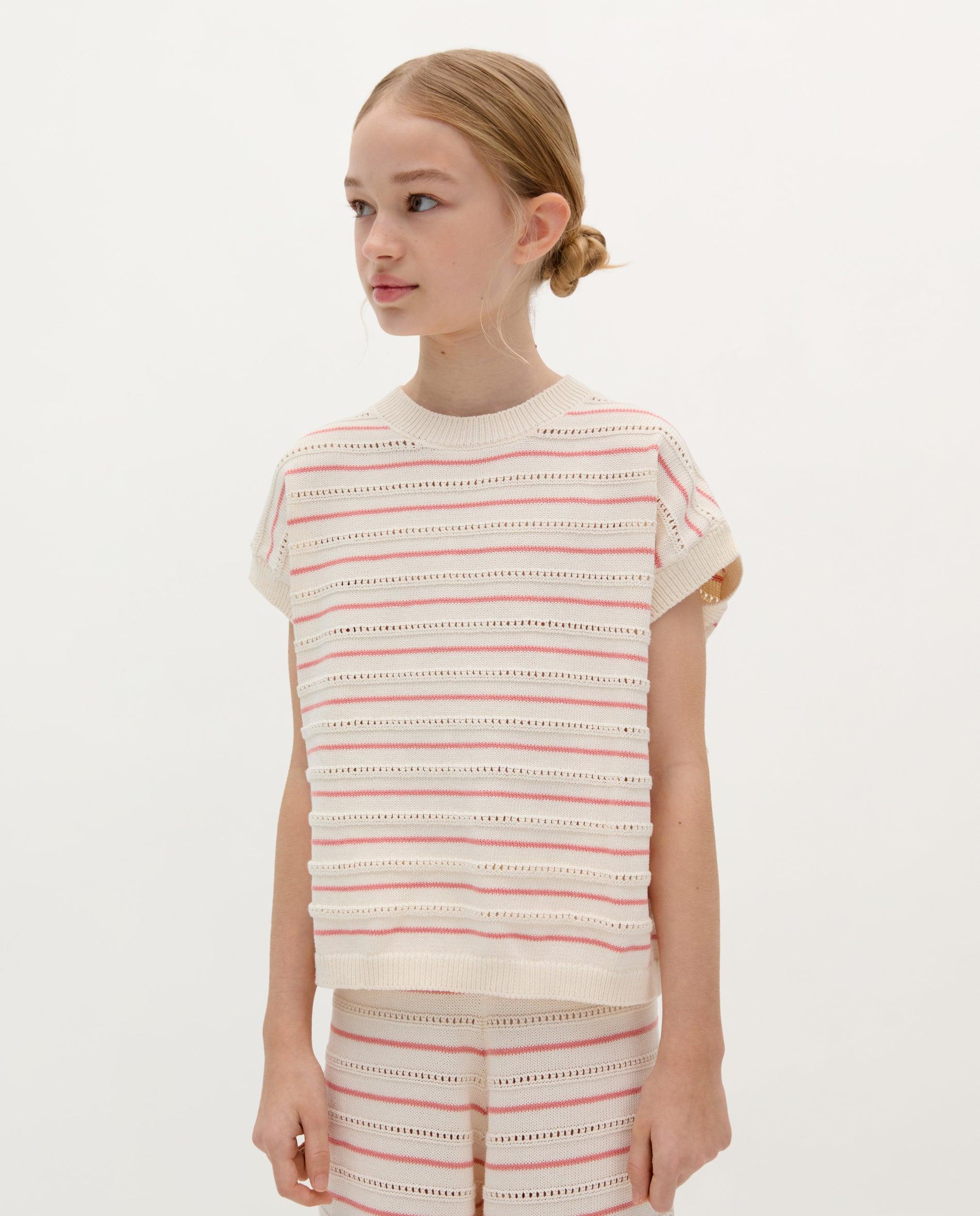 T-shirt Infantil de Malha sem Mangas Coral-1