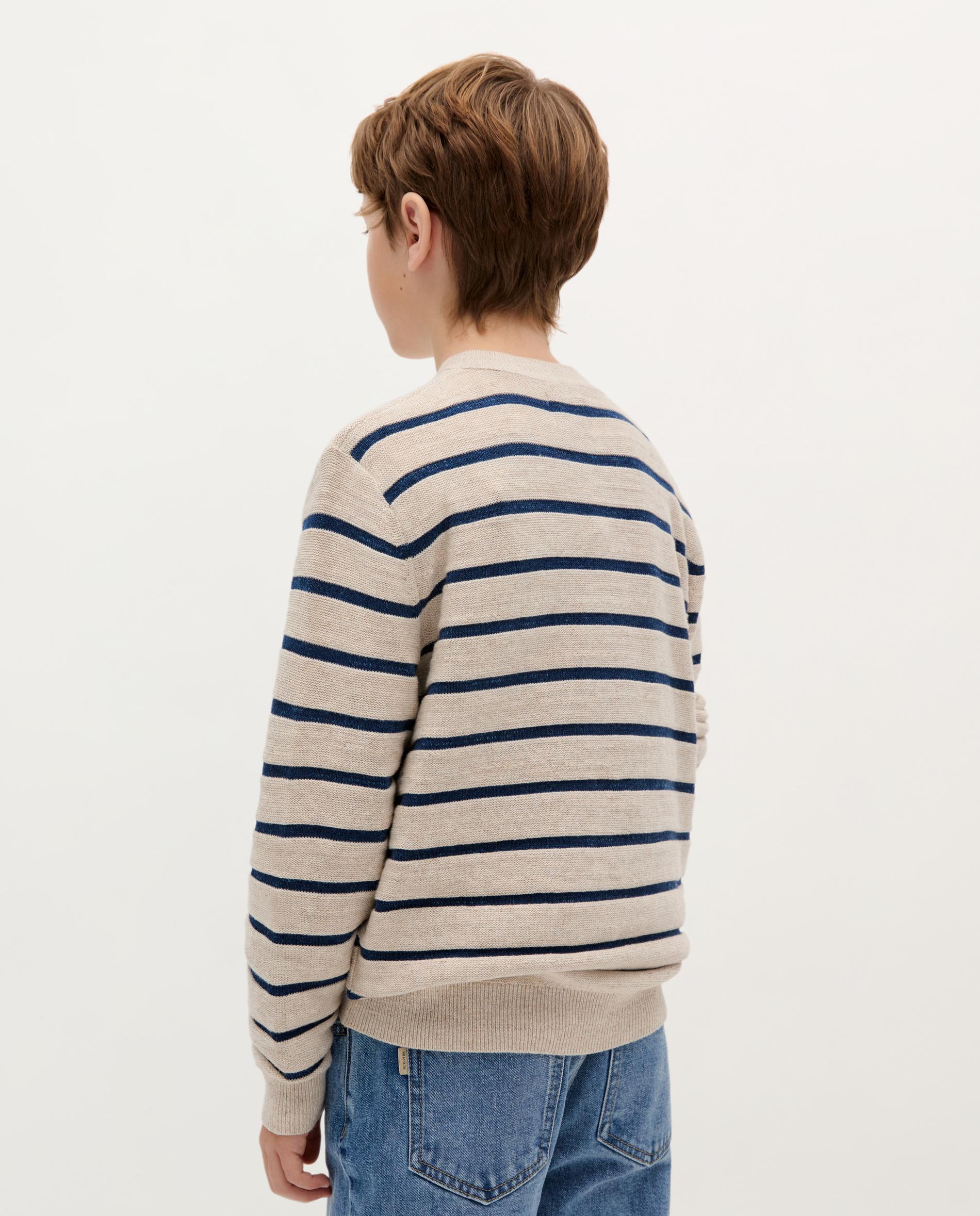 Camisola Infantil com Gola Redonda às Riscas Azul-marinho-2