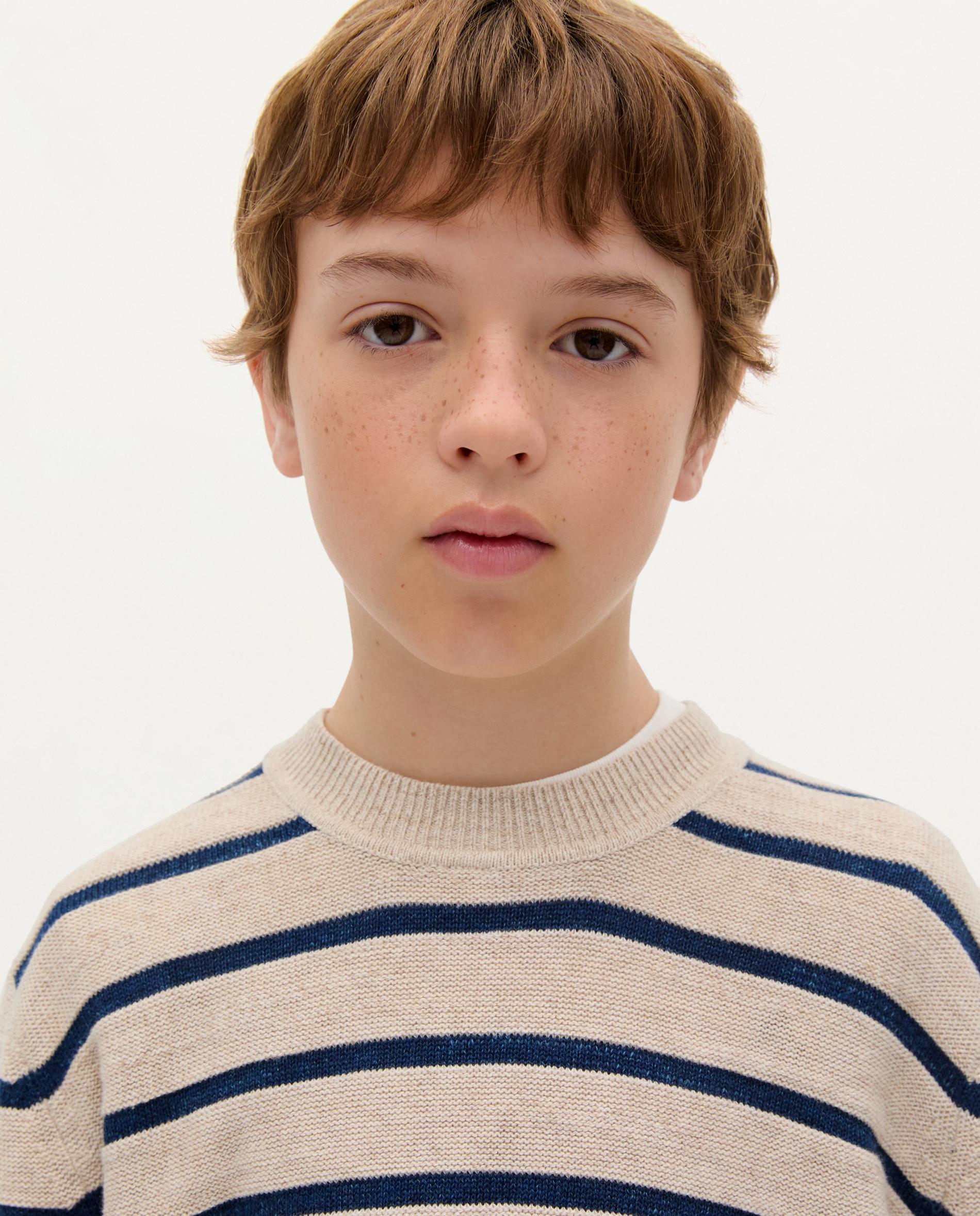 Camisola Infantil com Gola Redonda às Riscas Azul-marinho-3