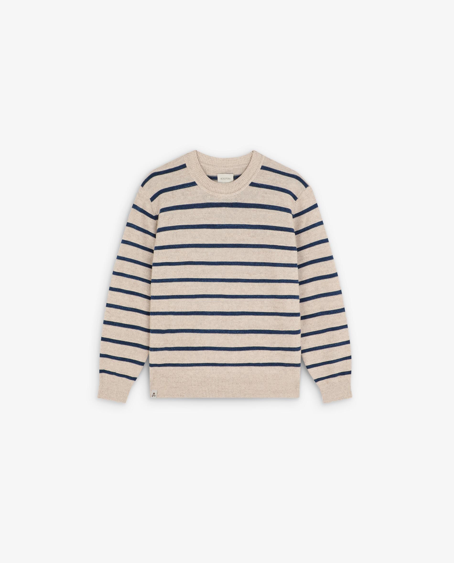 Camisola Infantil com Gola Redonda às Riscas Azul-marinho-4
