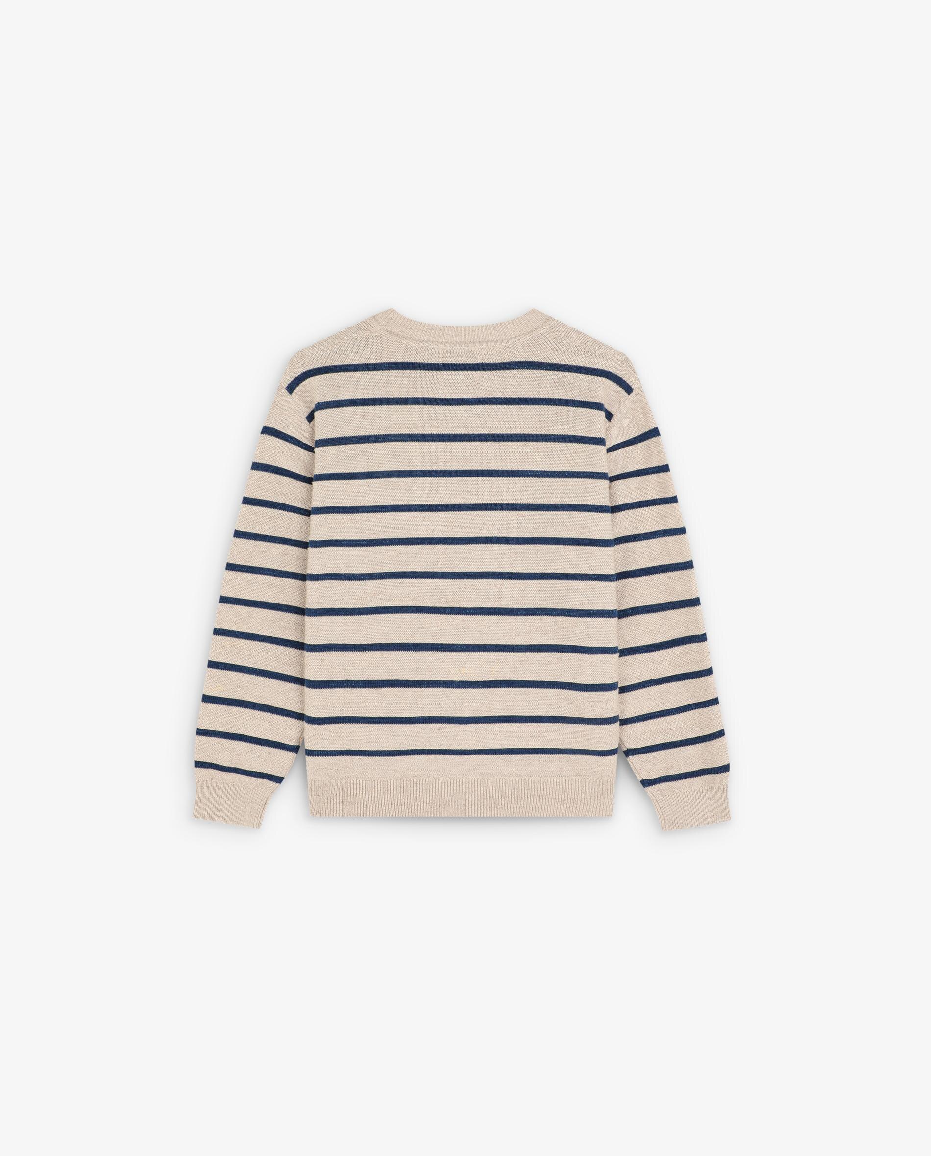 Camisola Infantil com Gola Redonda às Riscas Azul-marinho-5