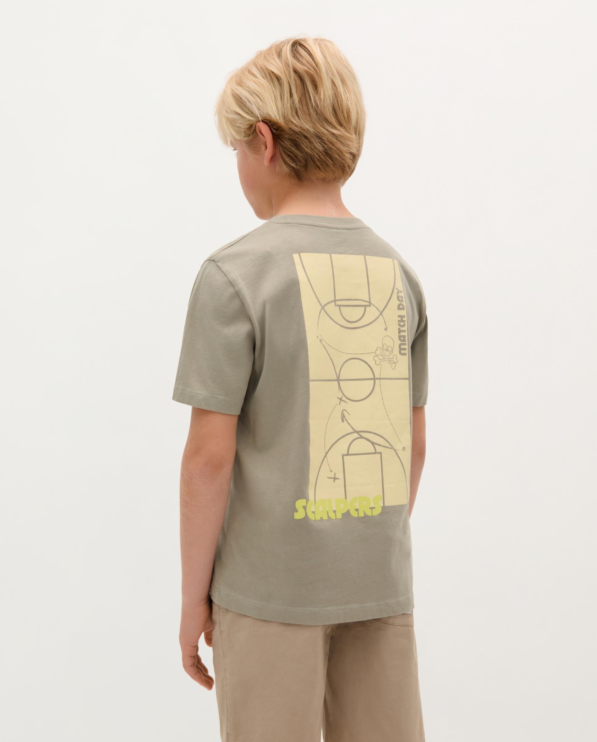 T-shirt Infantil em Algodão de Manga Curta Caqui-2