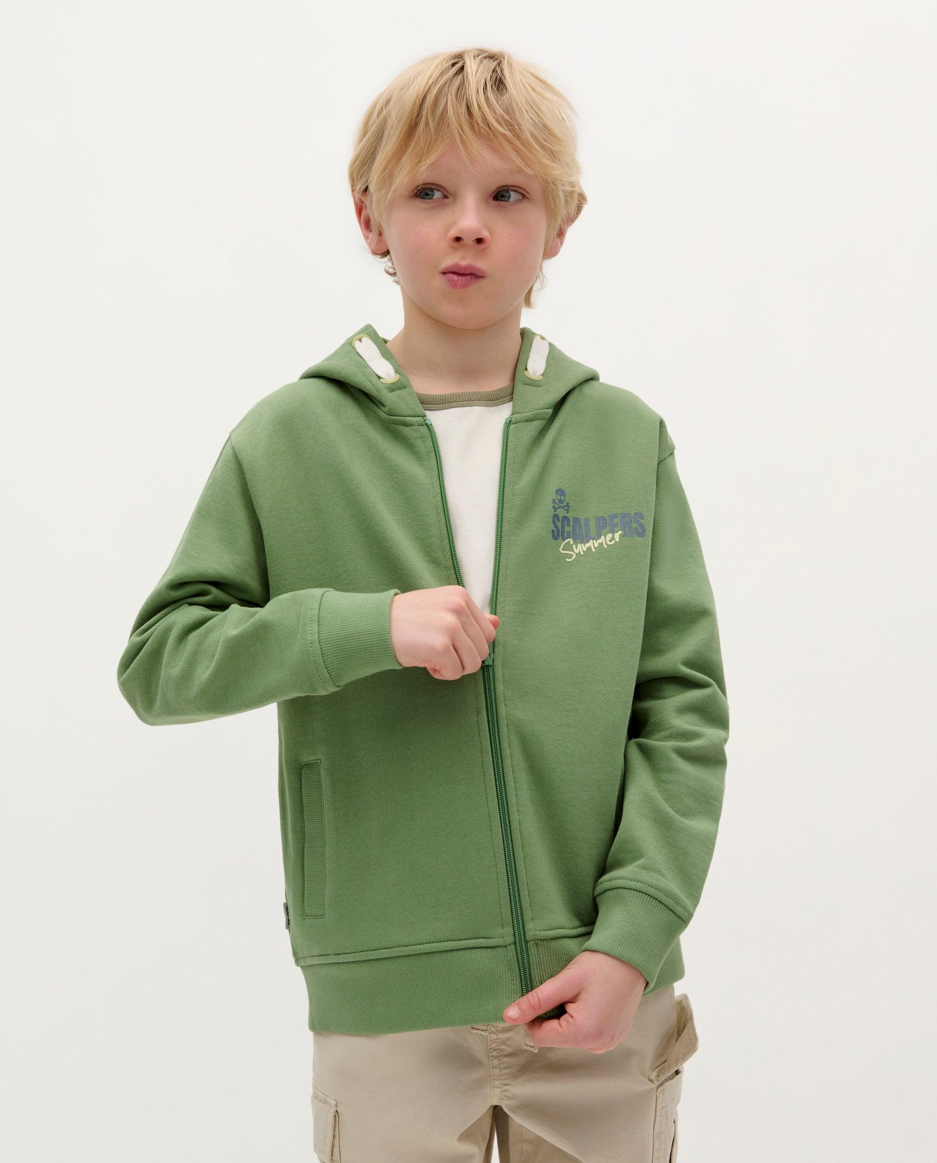 Sweatshirt de Algodão com Capuz para Criança Scalpers Verde-1