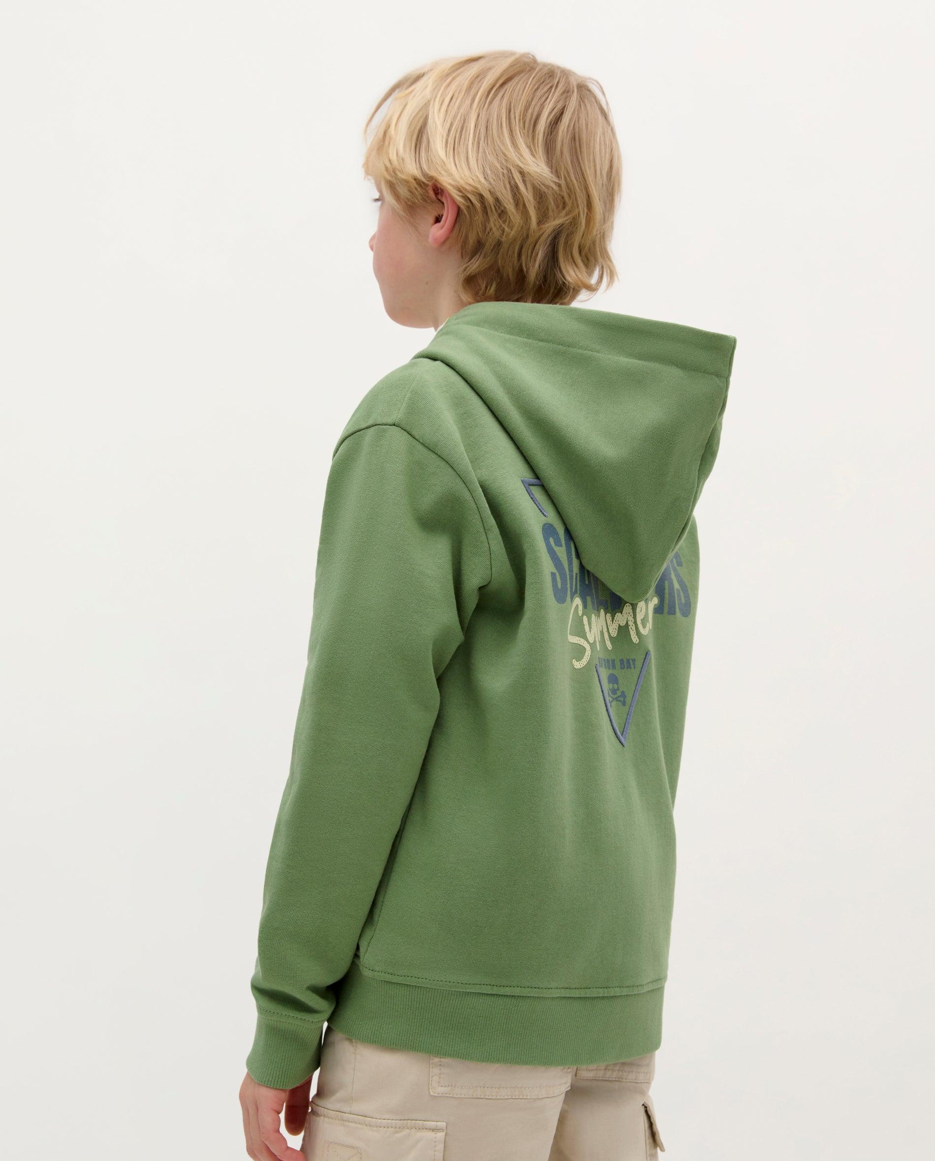 Sweatshirt de Algodão com Capuz para Criança Scalpers Verde-2