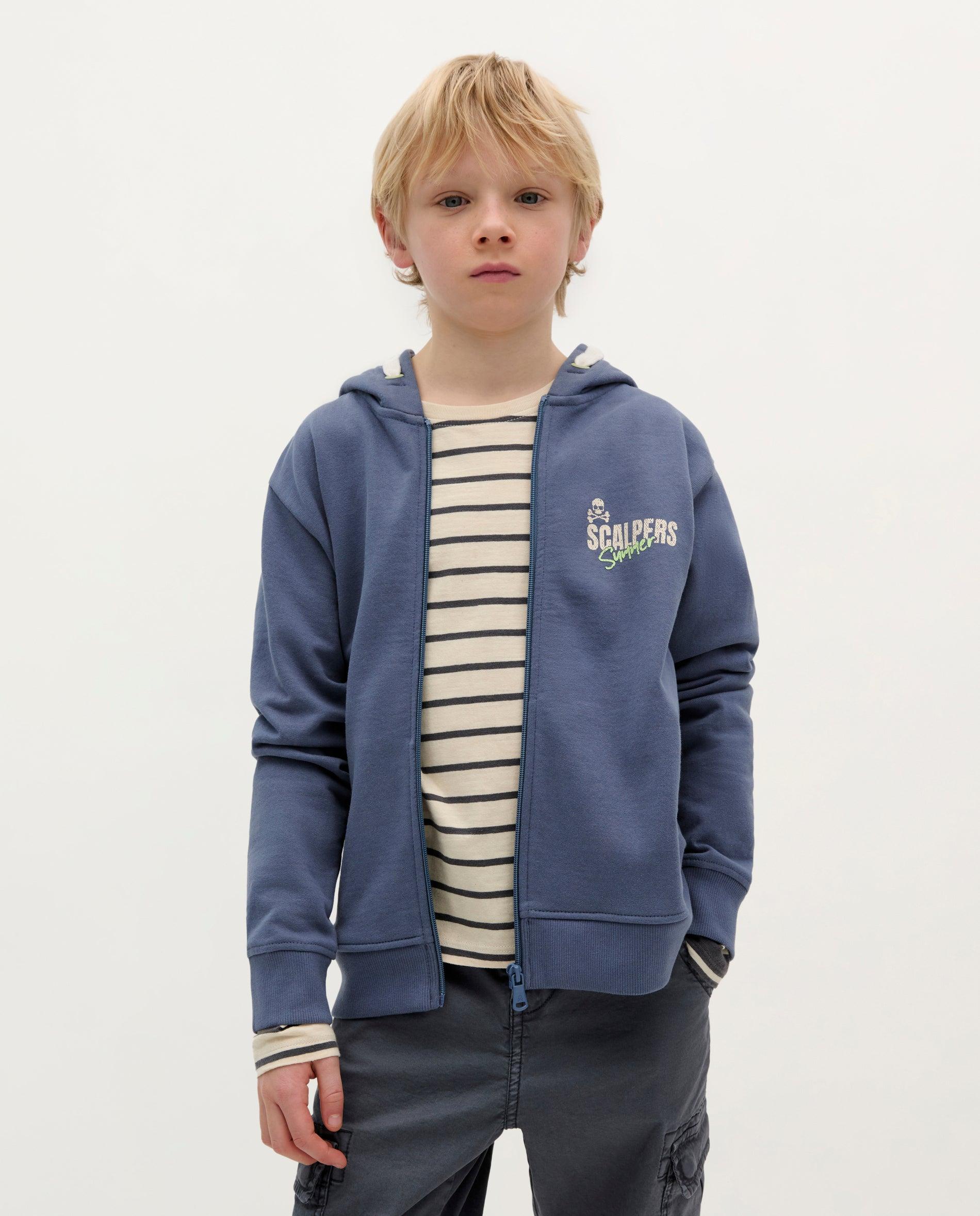 Sweatshirt Infantil de Algodão com Capuz Scalpers Azul-marinho-1