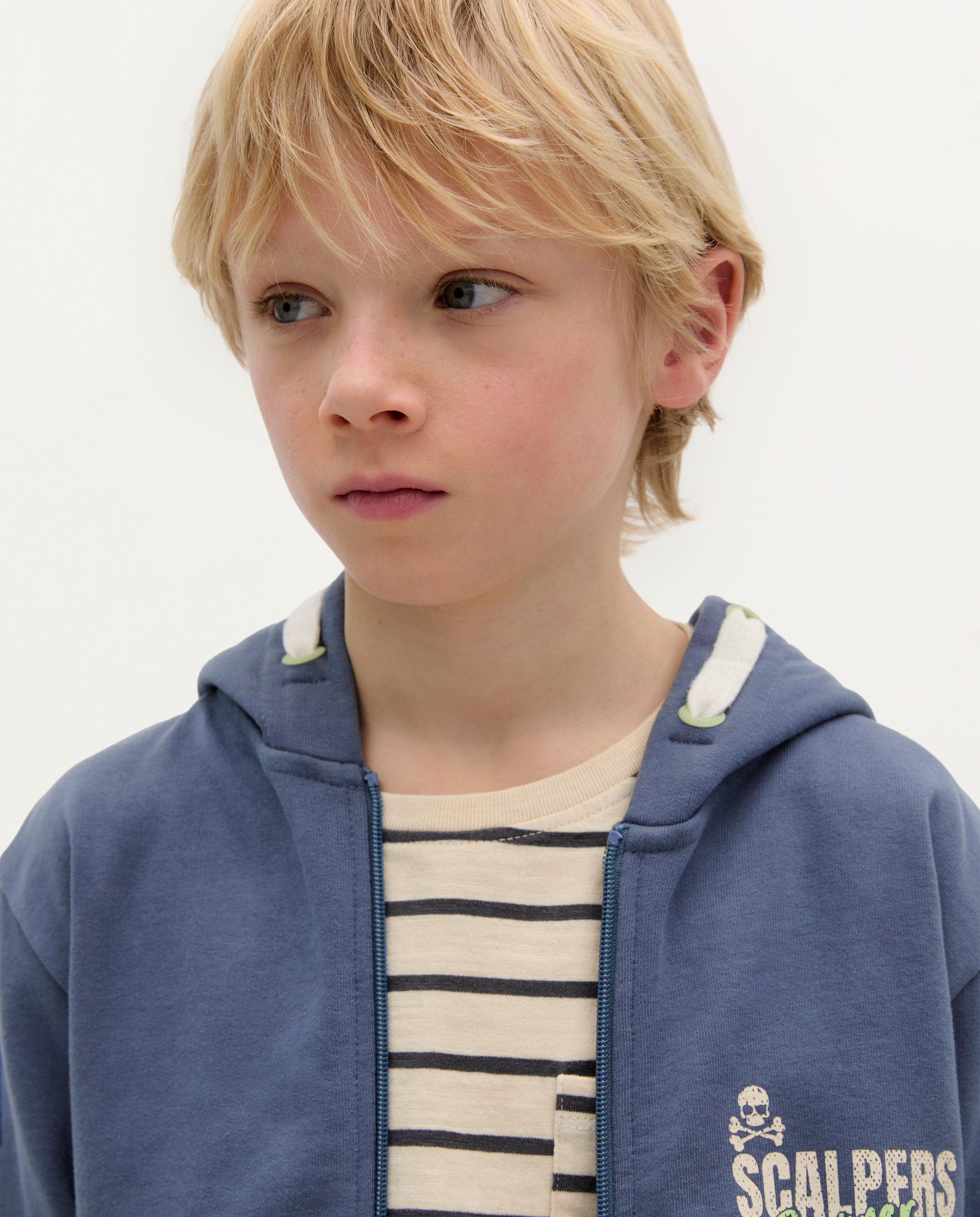 Sweatshirt Infantil de Algodão com Capuz Scalpers Azul-marinho-3
