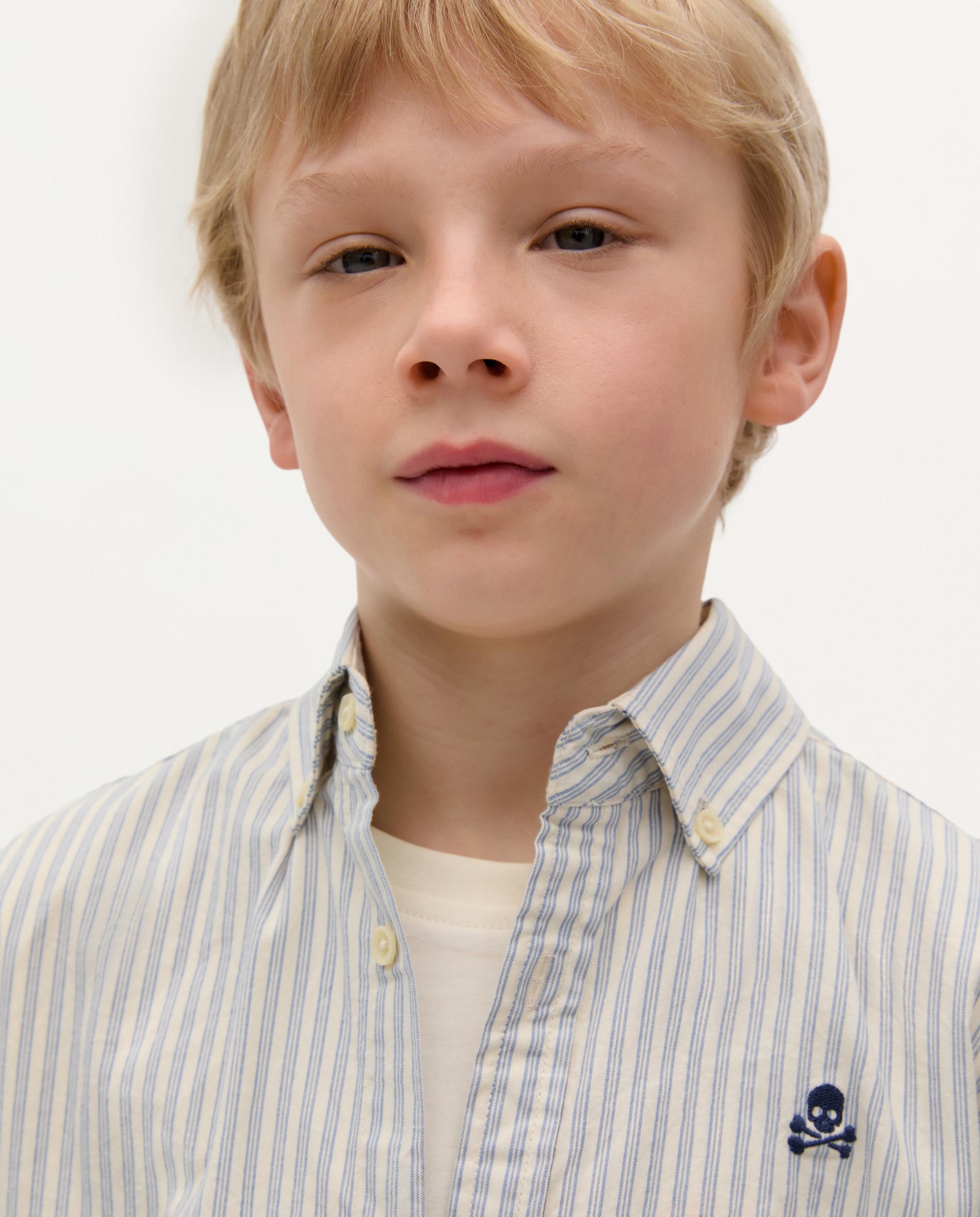 Camisa Infantil de Algodão de Manga Comprida Azul-claro-3