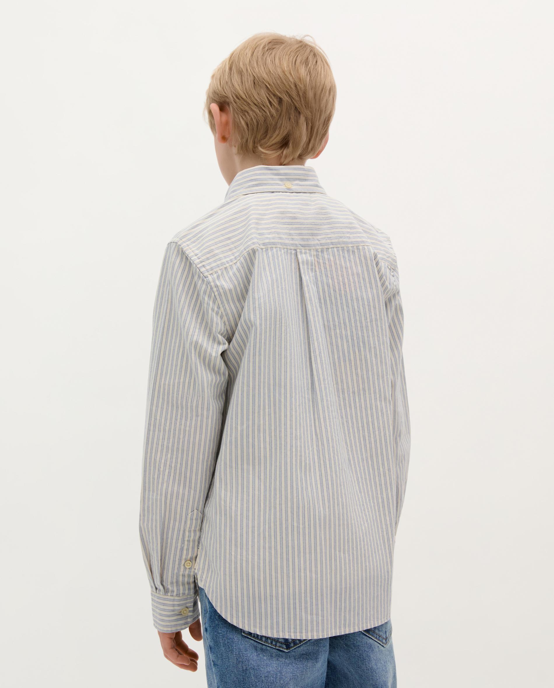 Camisa Infantil de Algodão de Manga Comprida Azul-claro-4