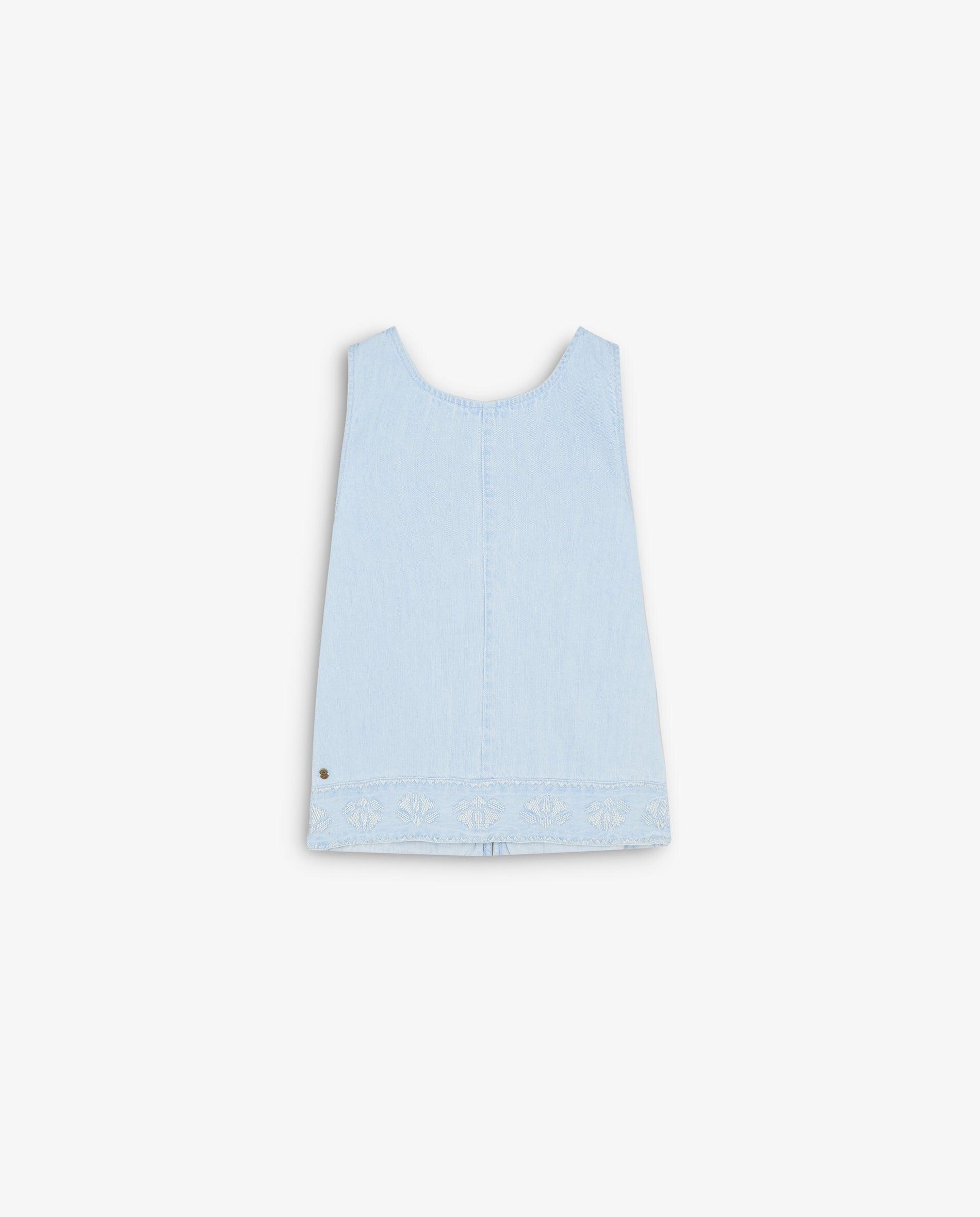 T-shirt Infantil de Algodão com Fecho Posterior com Botões Azul-4