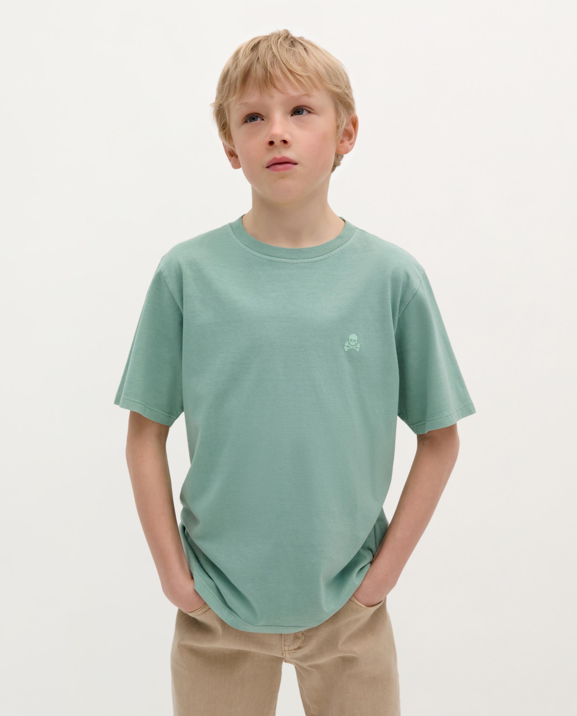 T-shirt Infantil de Algodão de Manga Curta Verde-claro-1