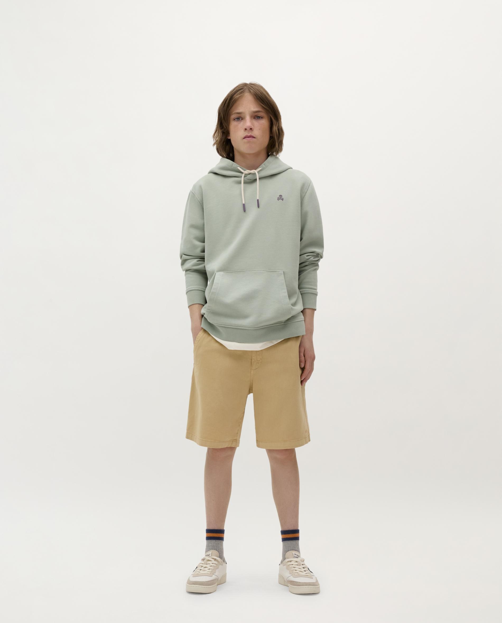 Bermudas Infantil de Algodão com Fecho Zip e Botão Scalpers Castanho-1