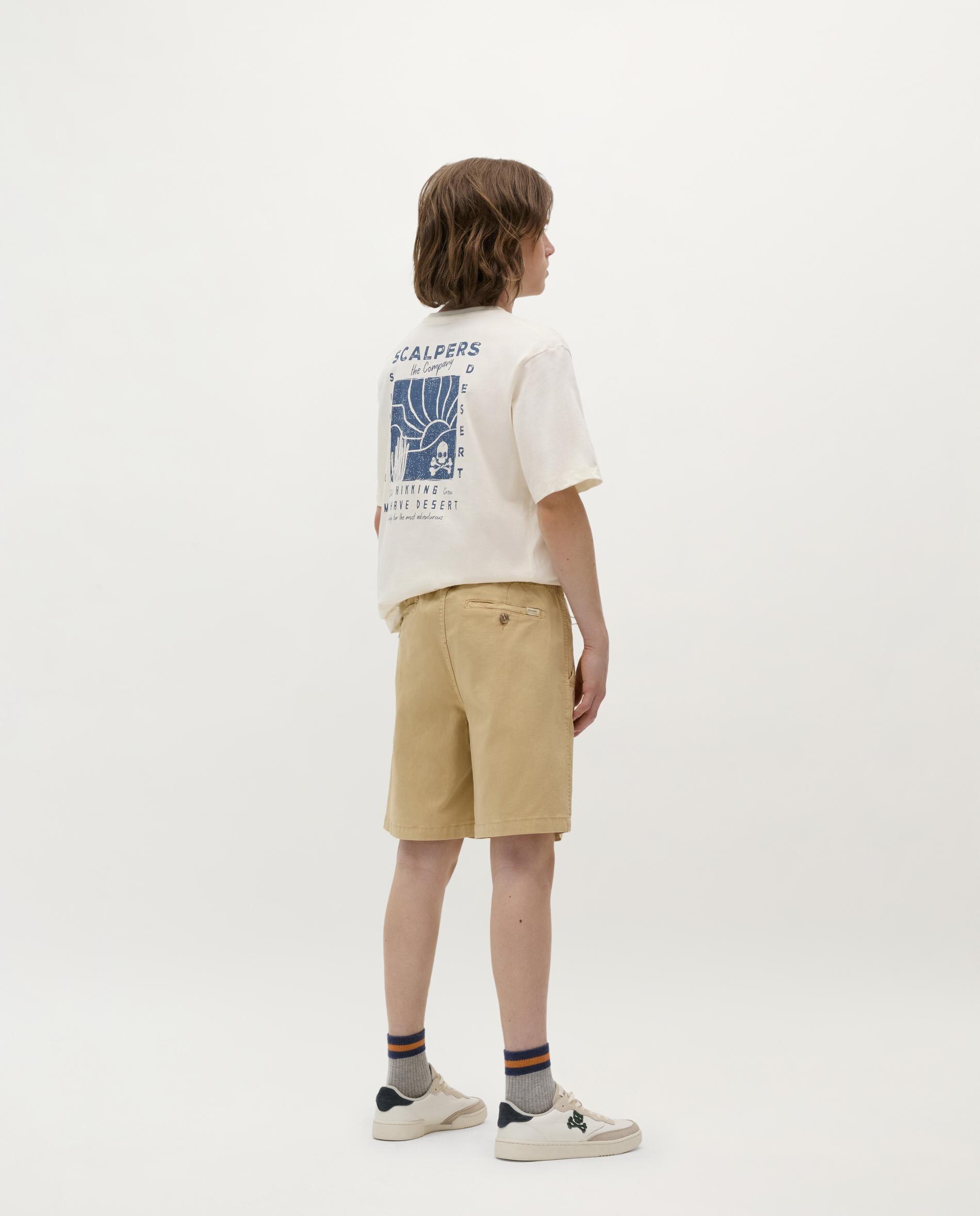 Bermudas Infantil de Algodão com Fecho Zip e Botão Scalpers Castanho-2