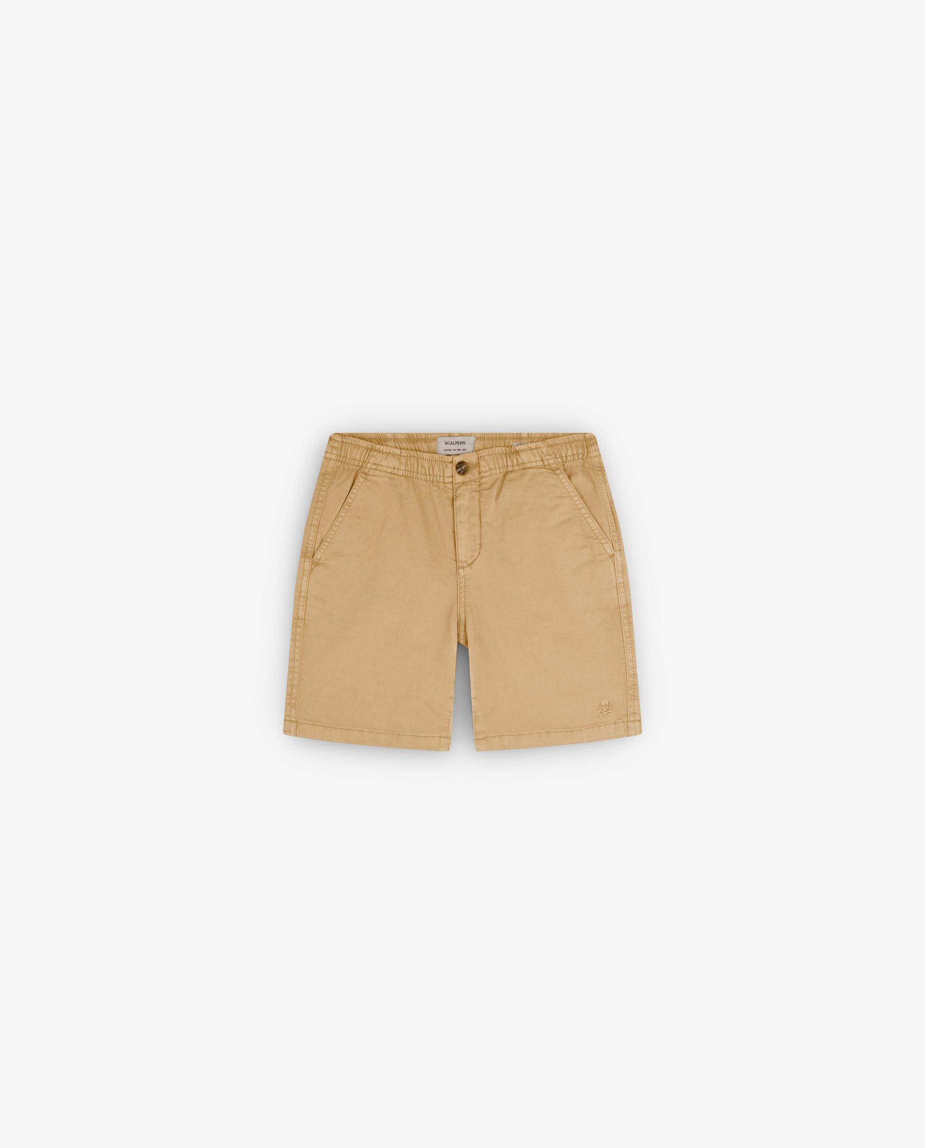 Bermudas Infantil de Algodão com Fecho Zip e Botão Scalpers Castanho-4