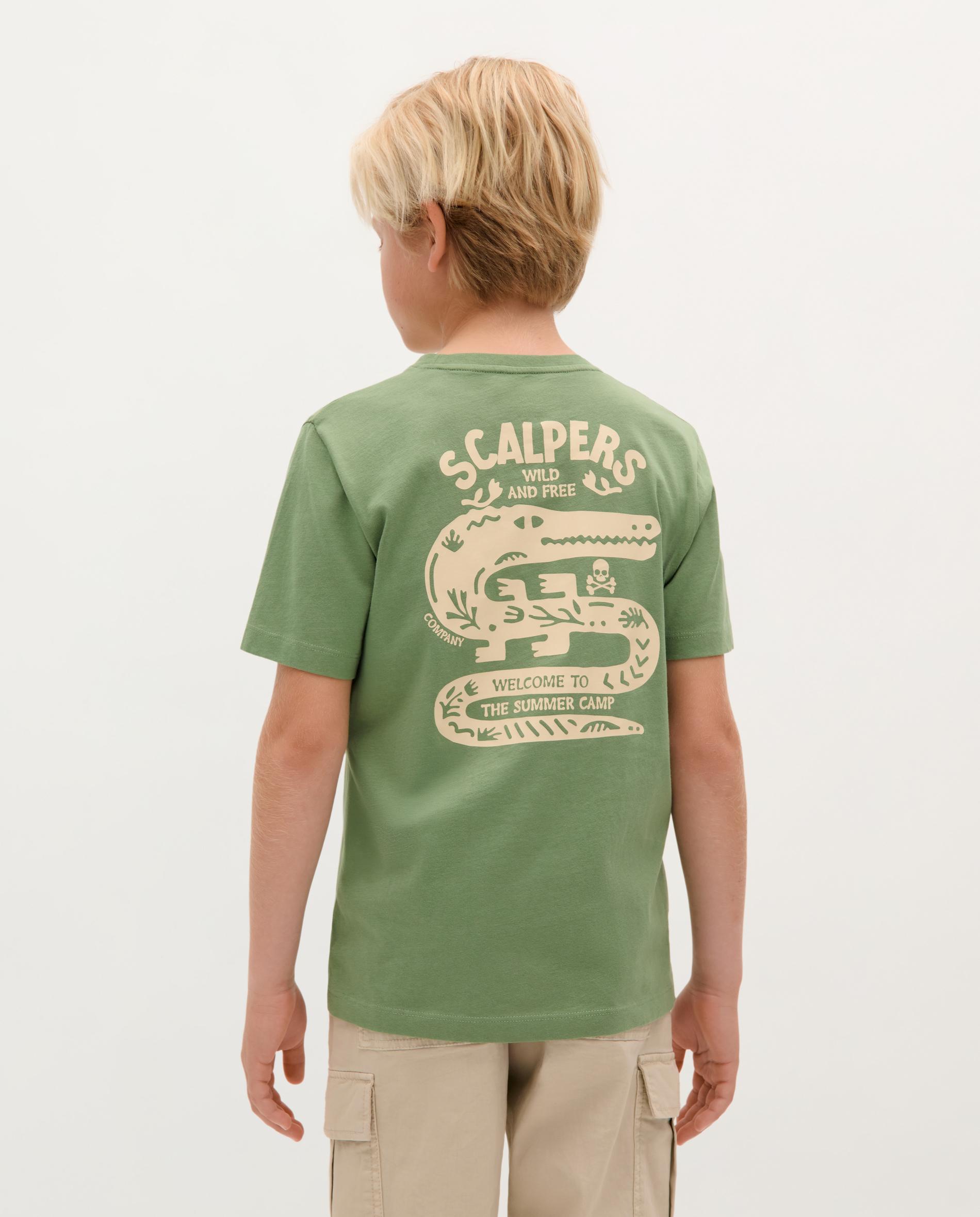T-shirt Infantil em Algodão de Manga Curta Verde-2
