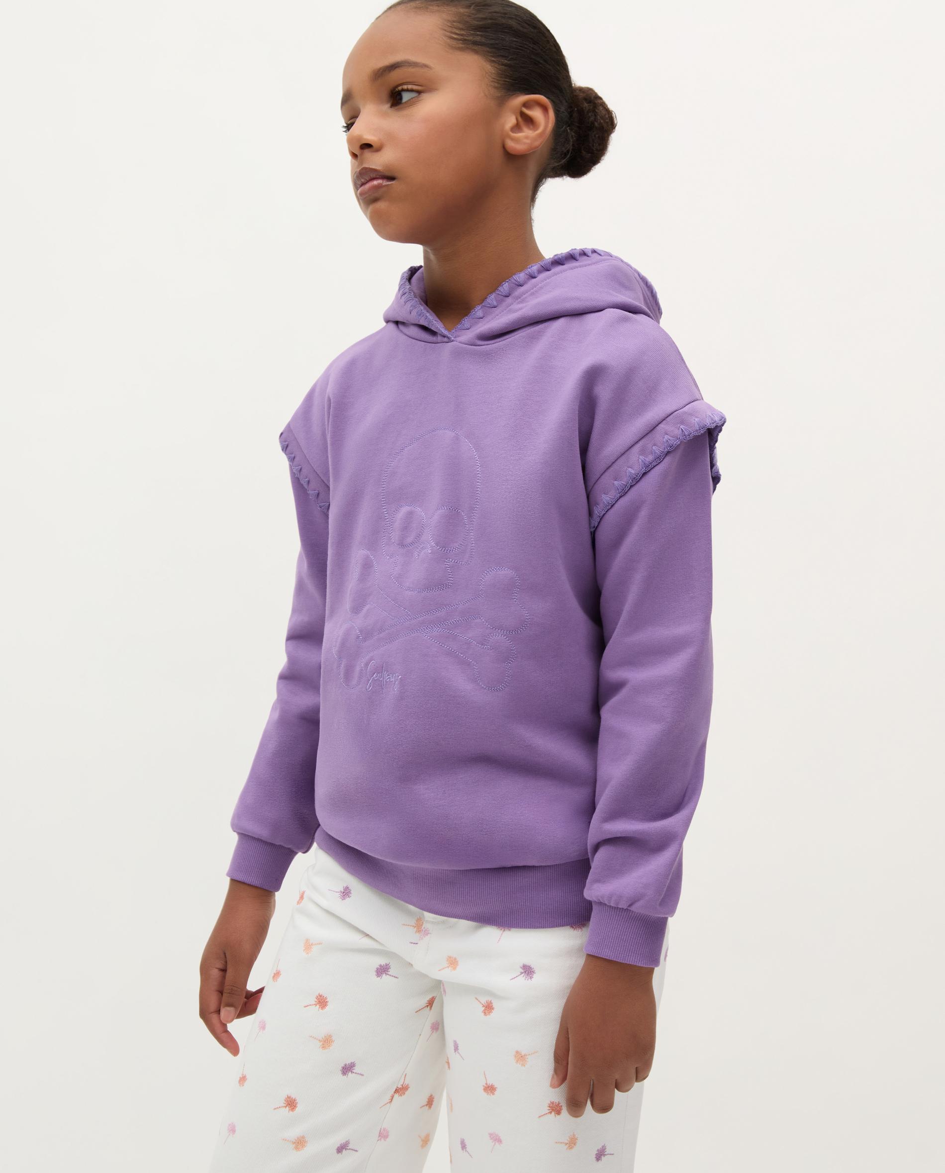 Sweatshirt Infantil de Algodão com Capuz Roxo-1