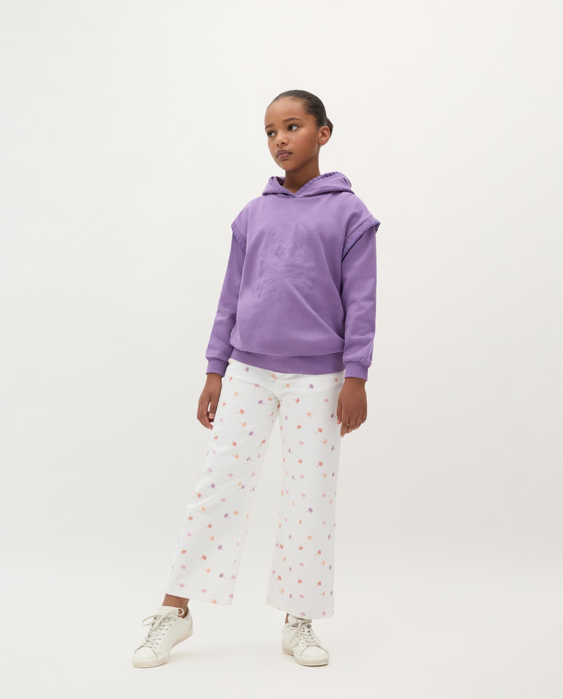 Sweatshirt Infantil de Algodão com Capuz Roxo-3