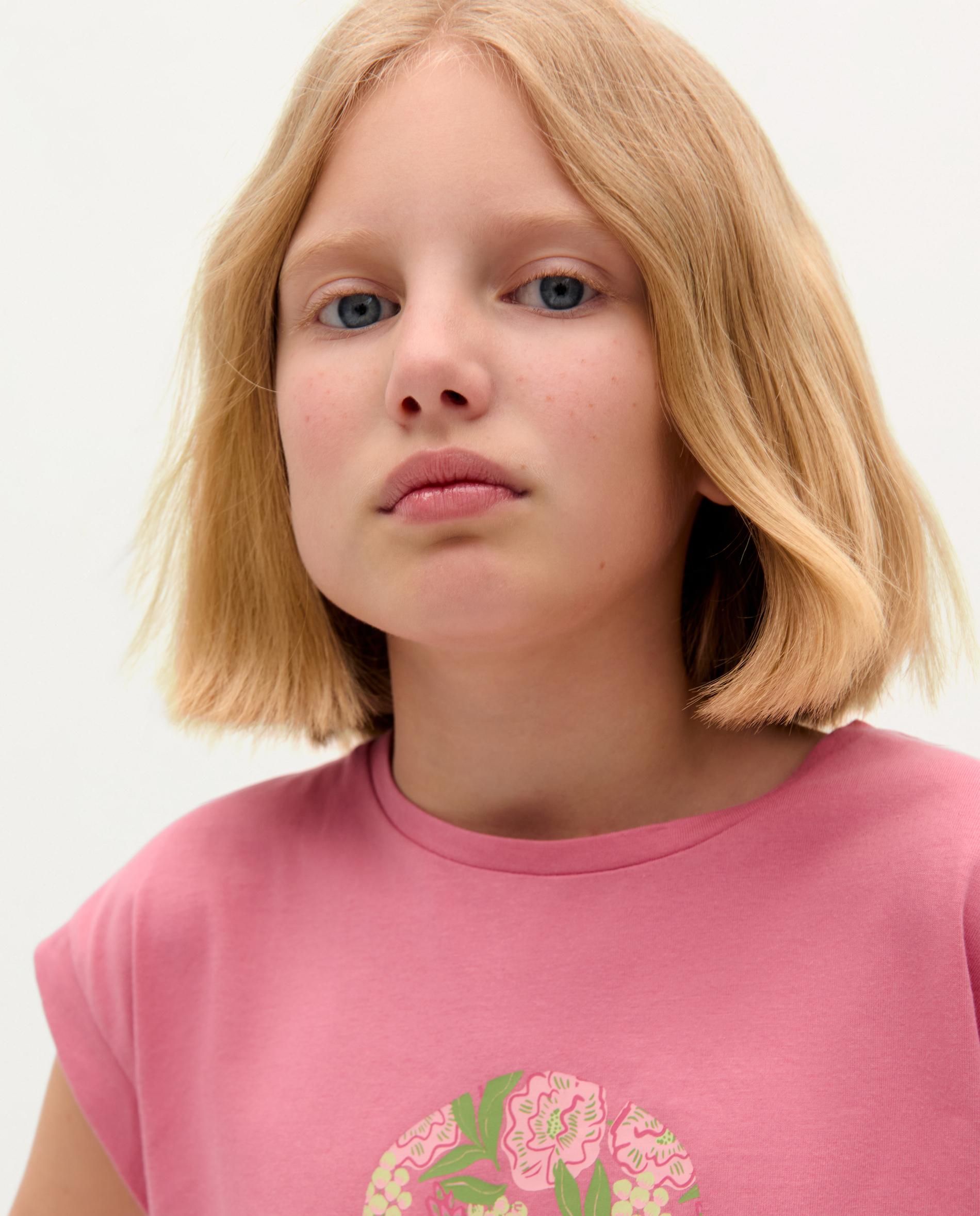 T-shirt Infantil de Algodão com Manga Tipo Cava Rosa-3