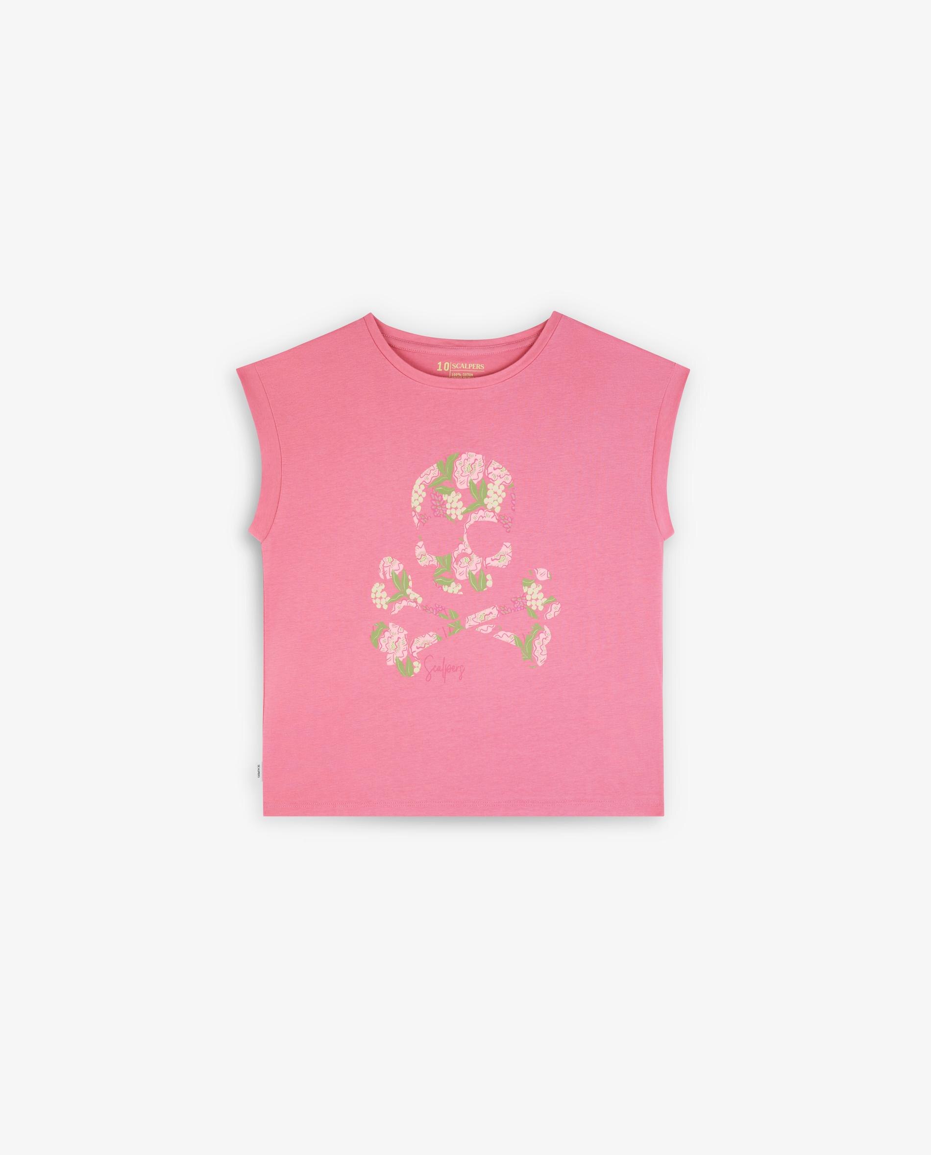 T-shirt Infantil de Algodão com Manga Tipo Cava Rosa-4
