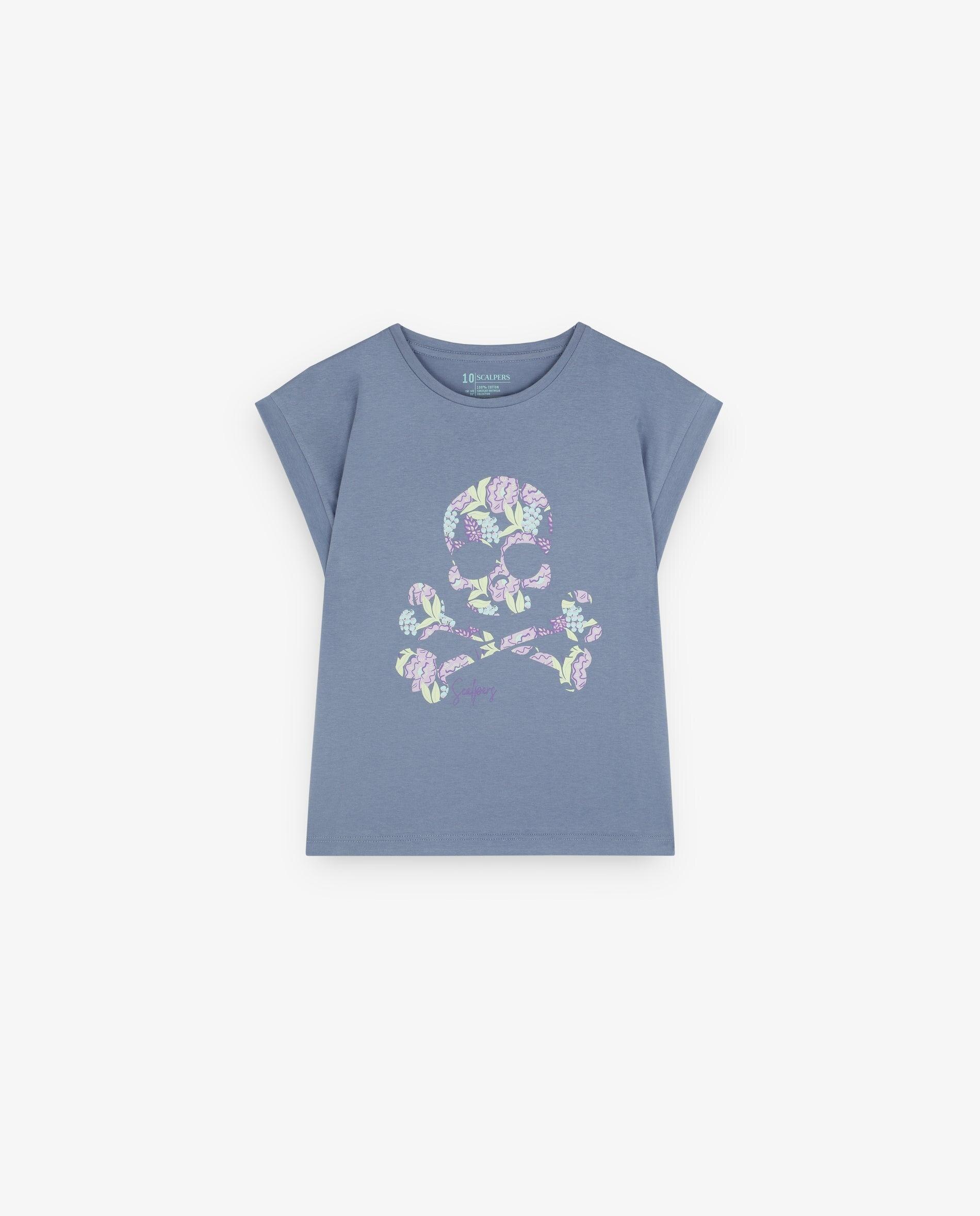 T-shirt Regular Fit de Algodão Scalpers Azul-acinzentado-1