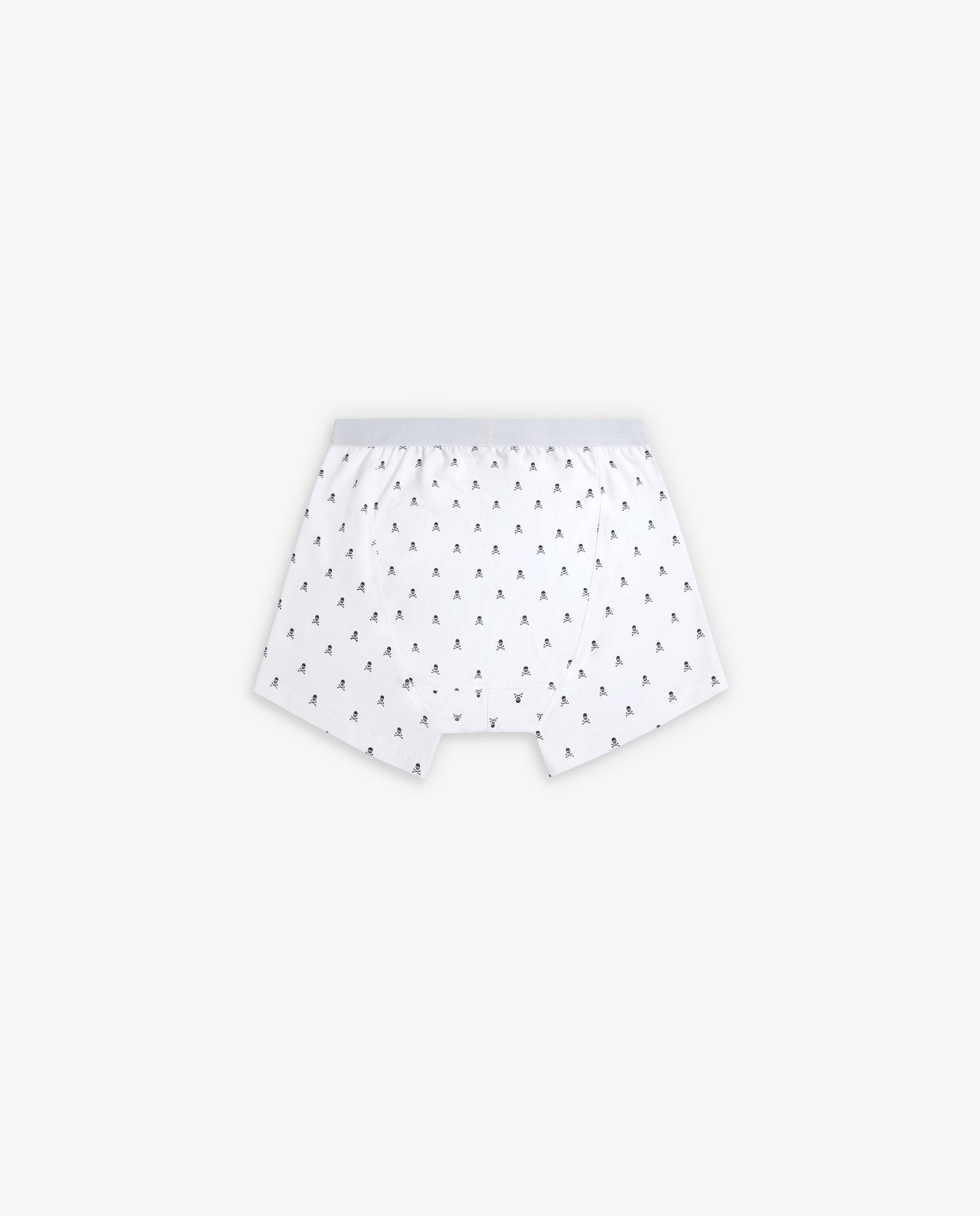 Boxers de Malha de Algodão Elástico com Caveiras Branco-2