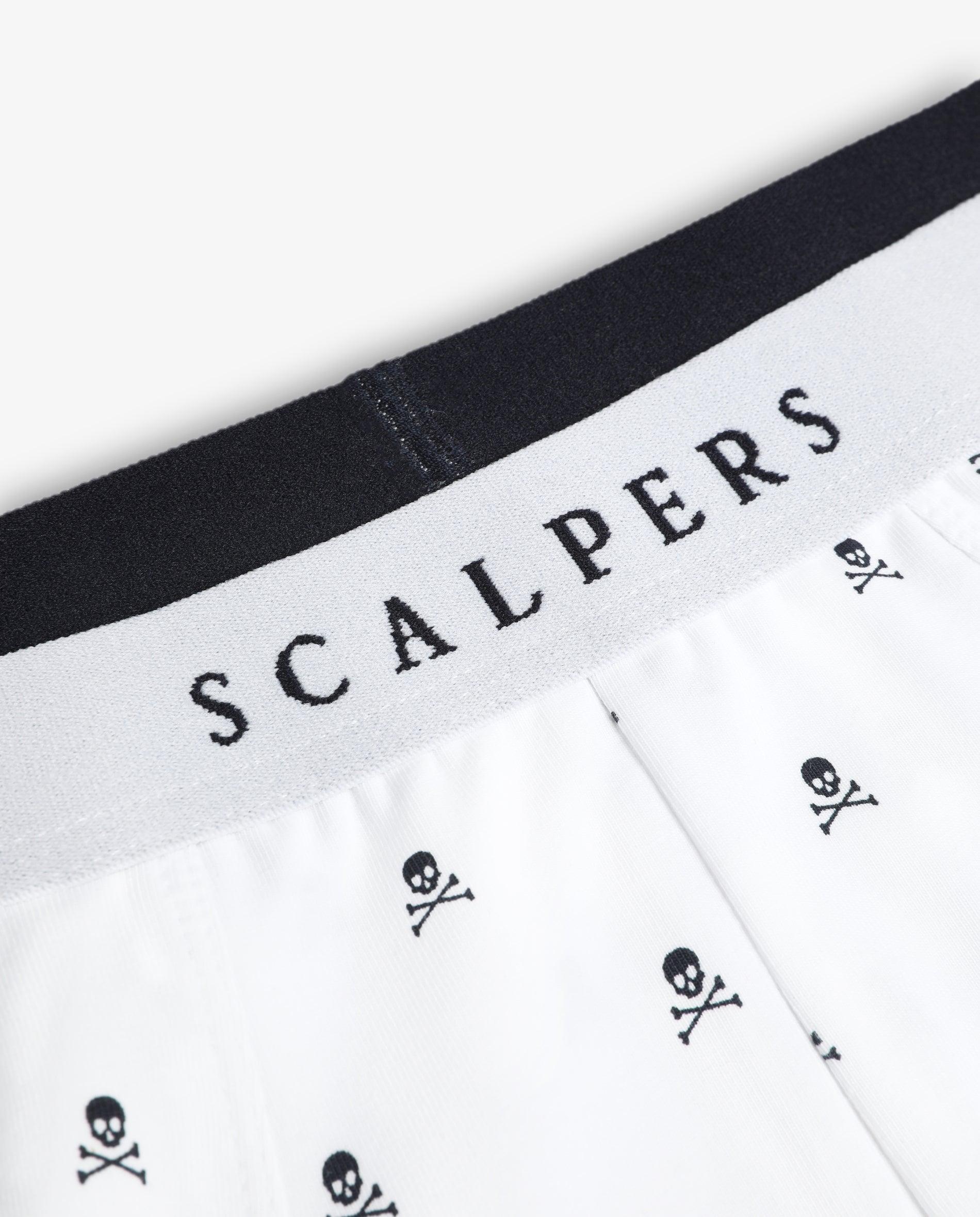 Boxers de Malha de Algodão Elástico com Caveiras Branco-3