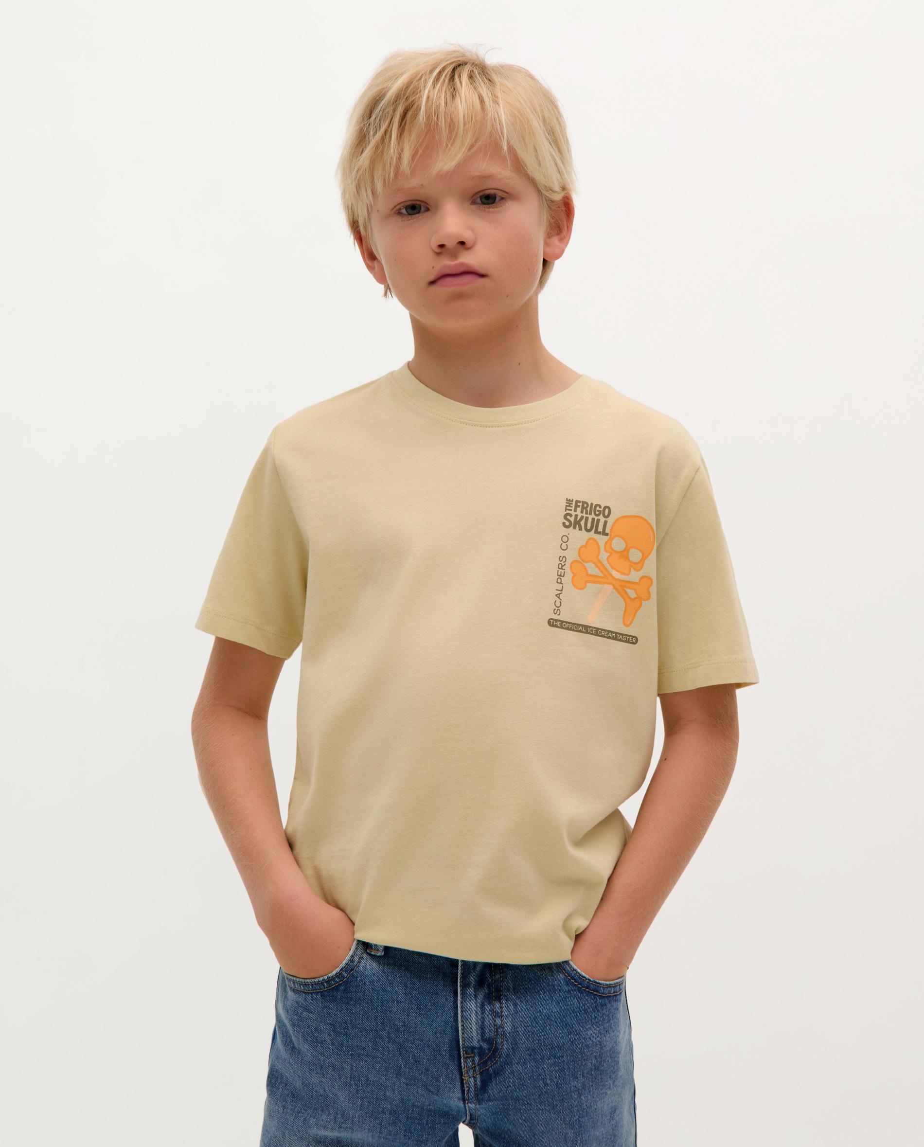 T-shirt Infantil em Algodão de Manga Curta Scalpers Caqui-1