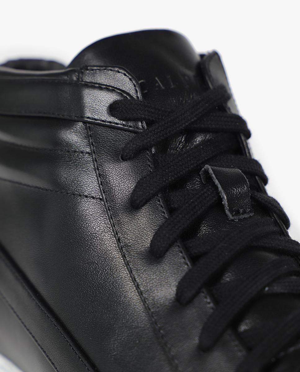 Sapatilhas de Pele Tipo Bota em Preto Preto-5