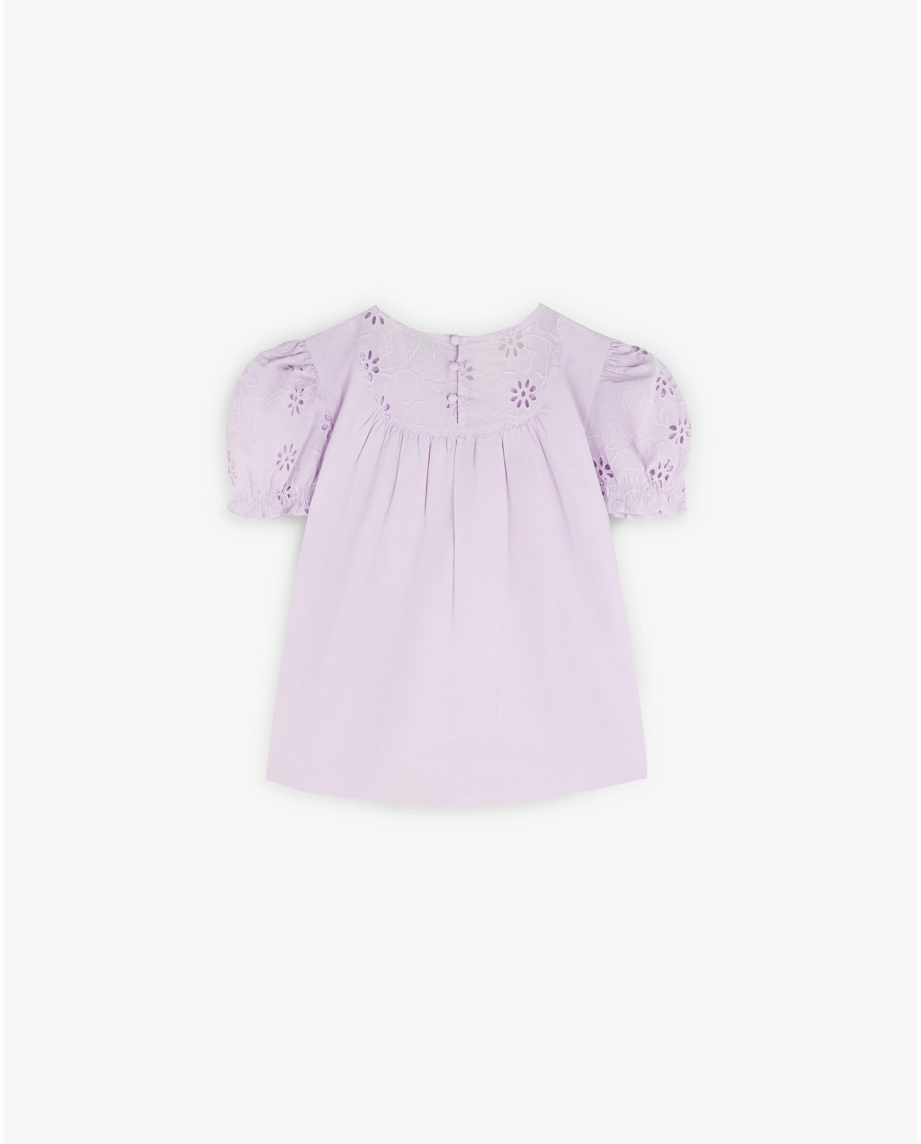 Blusa com Perfurados e Mangas Abalonadas Lilás-4