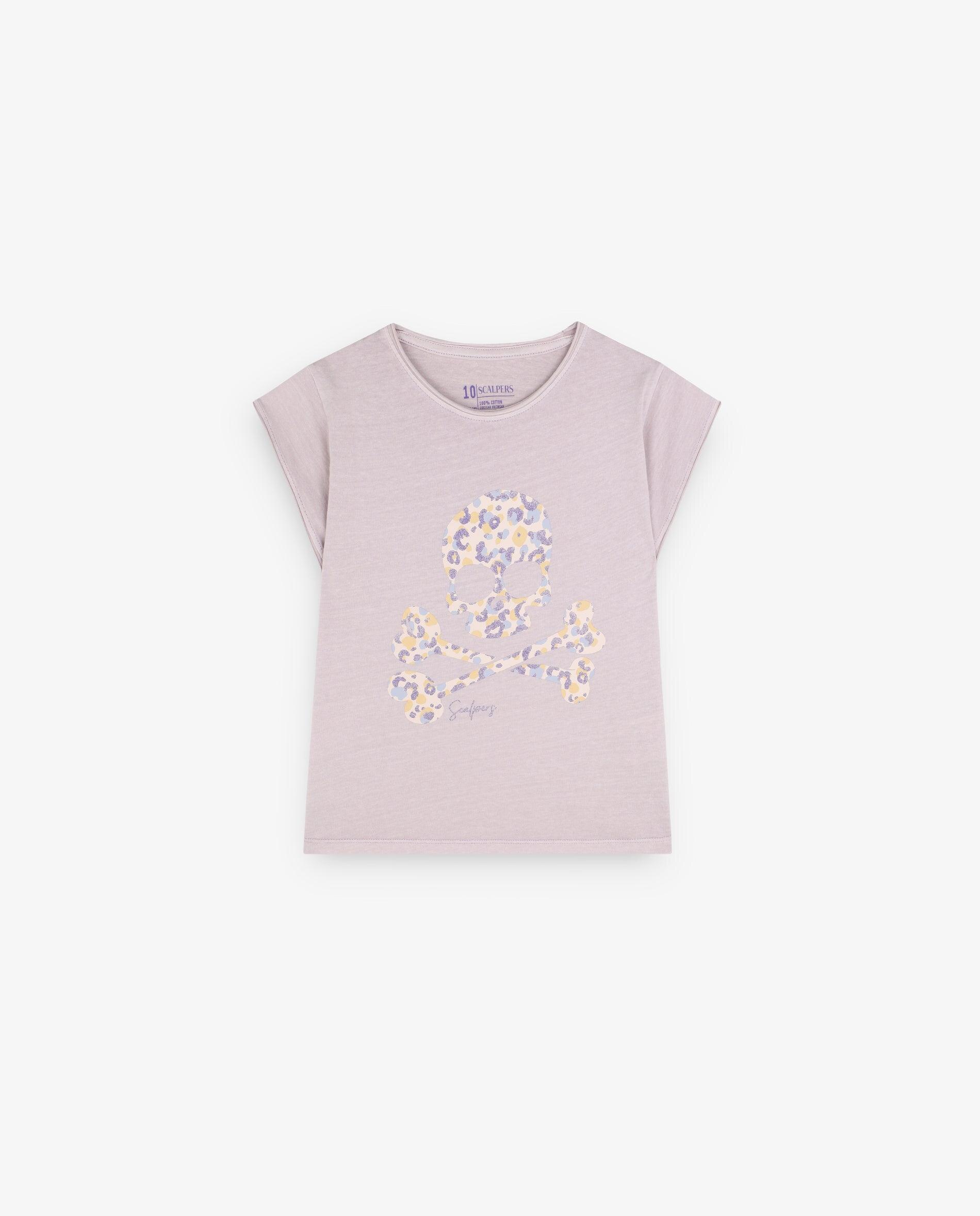 T-shirt Infantil em Algodão de Manga Curta Lilás-4