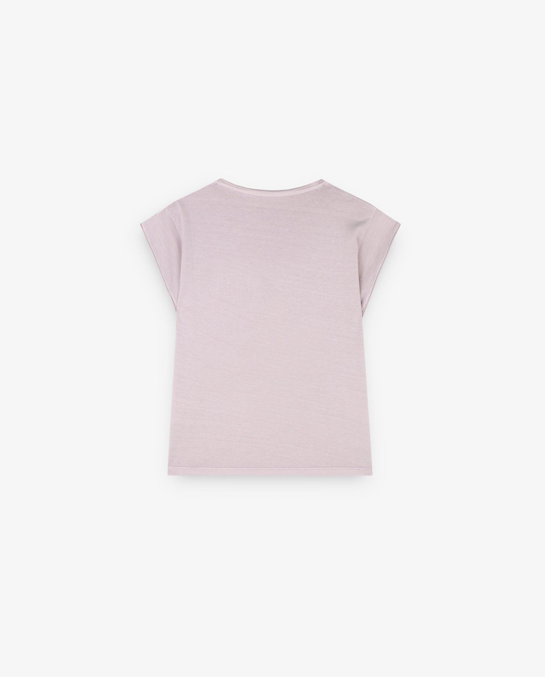 T-shirt Infantil em Algodão de Manga Curta Lilás-5