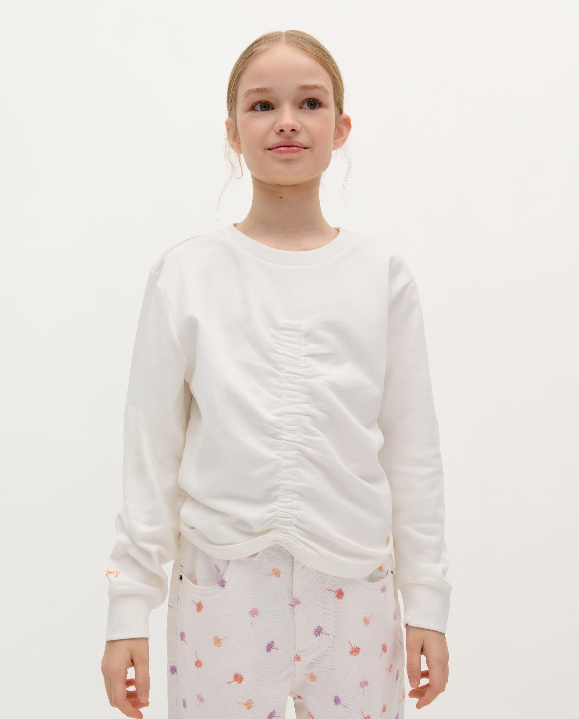 Sweatshirt Infantil de Algodão com Detalhe Franzido Branco-1