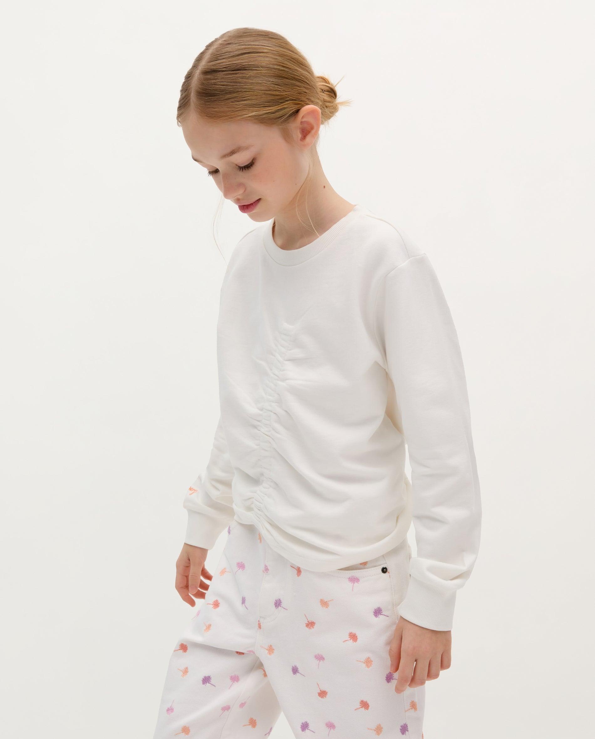 Sweatshirt Infantil de Algodão com Detalhe Franzido Branco-4