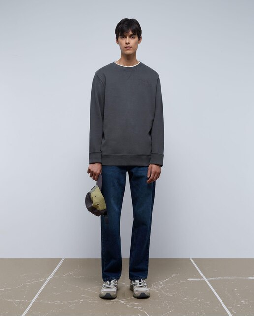 Sweatshirt sem Capuz com Gola Redonda
