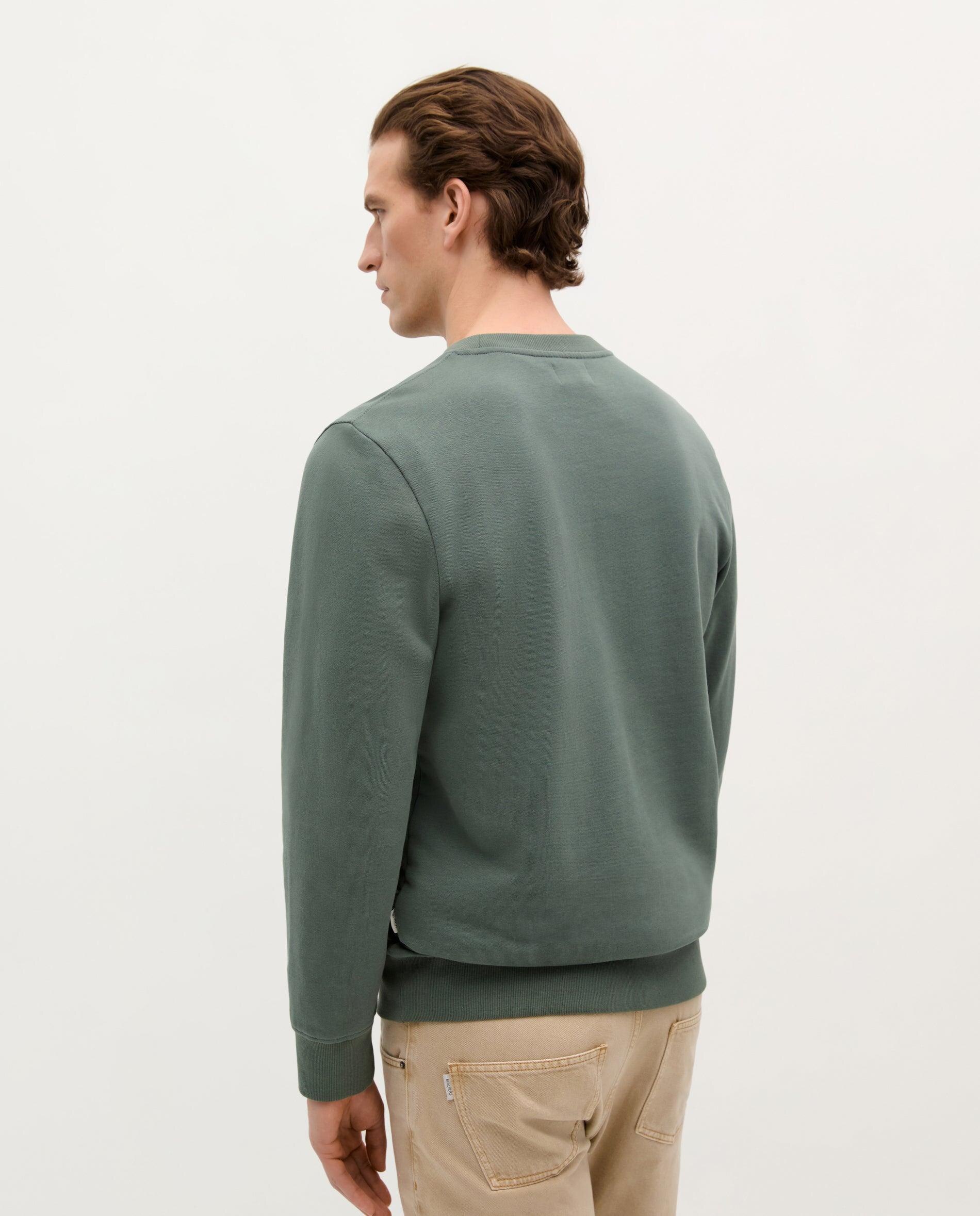 Sweatshirt de Algodão de Punhos com Acabamento em Malha Rib Verde-2