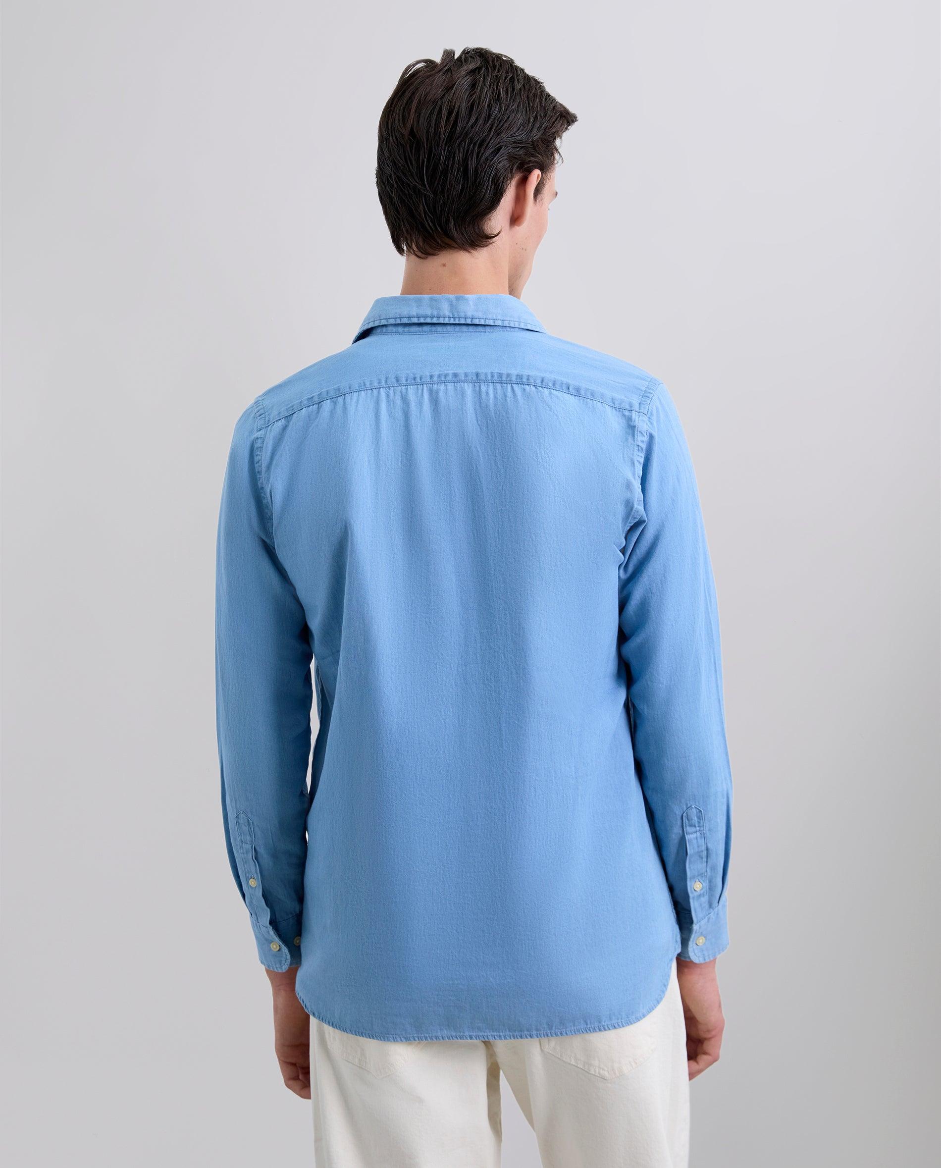 Camisa de Algodão Regular Fit Azul-claro-3