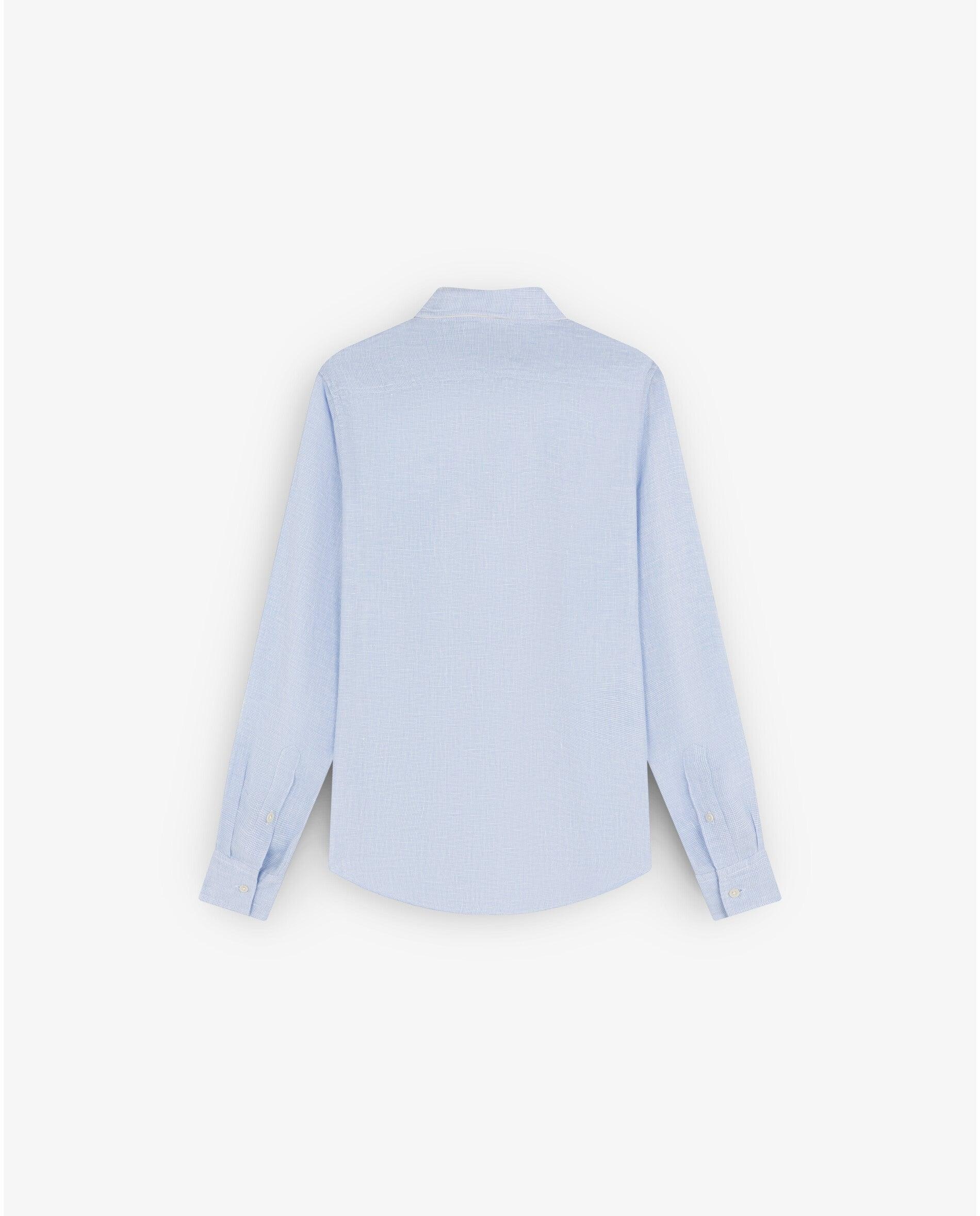 Camisa Aos Quadrados Regular Fit Microestampada Azul-2
