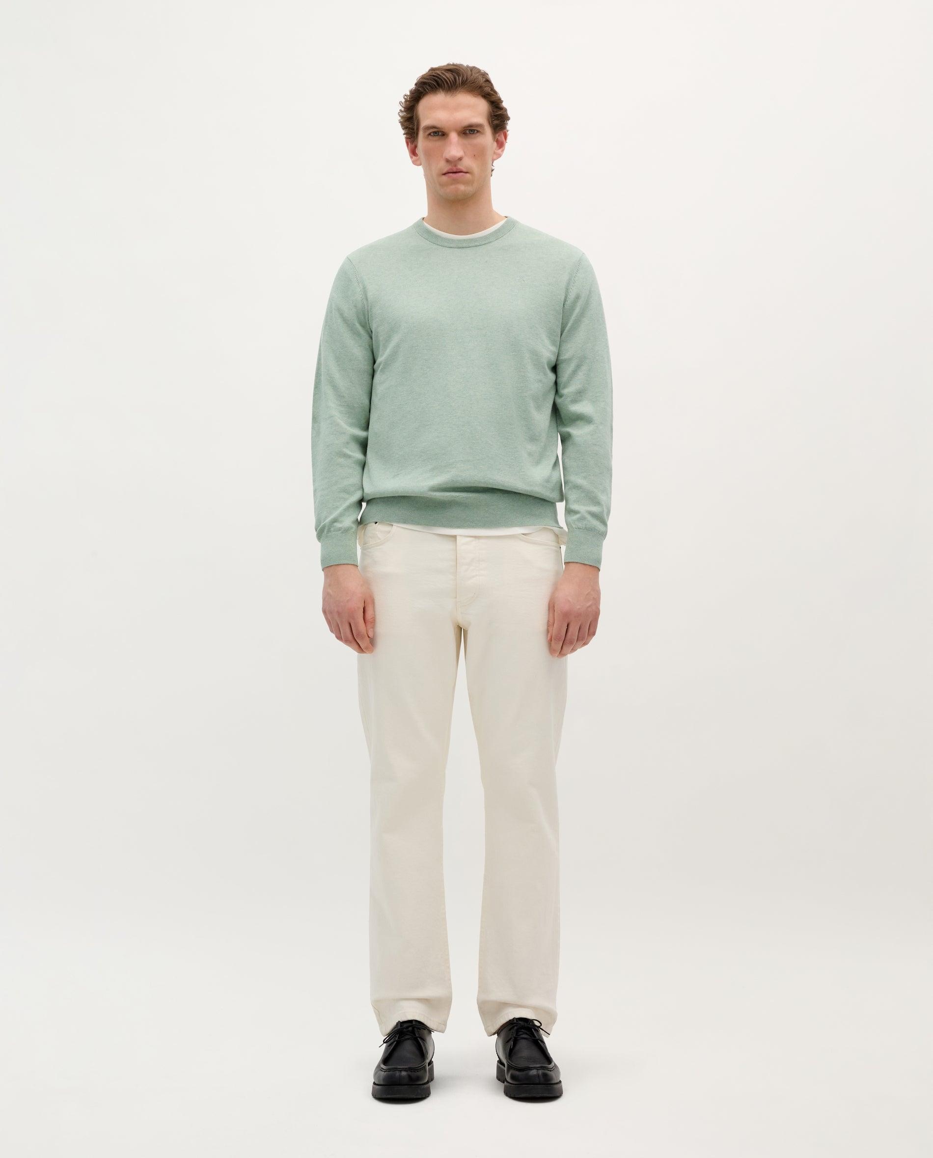 Camisola Regular Fit de Algodão Verde-claro-1