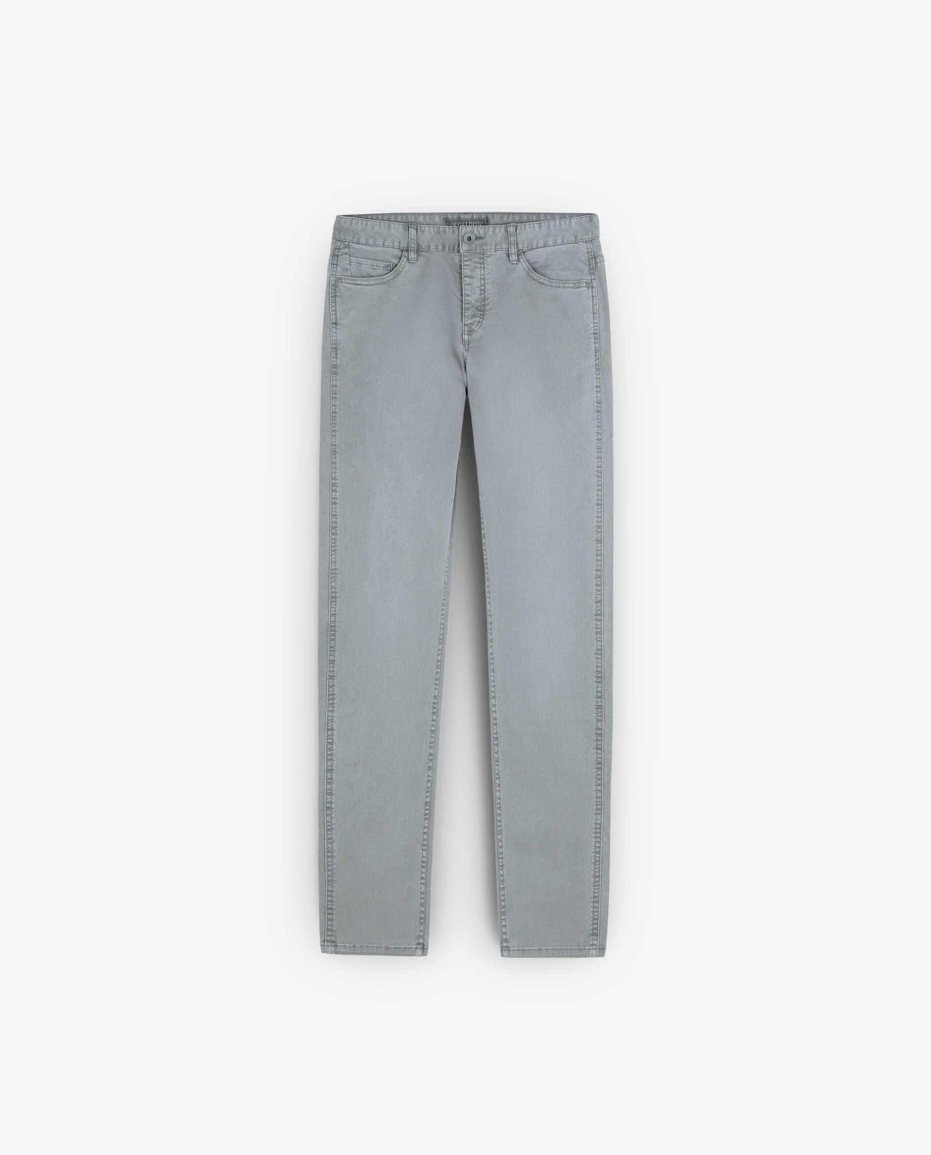 Calças Ligeiramente Elásticas com Fecho Zip e Botão Cinzento-claro-1