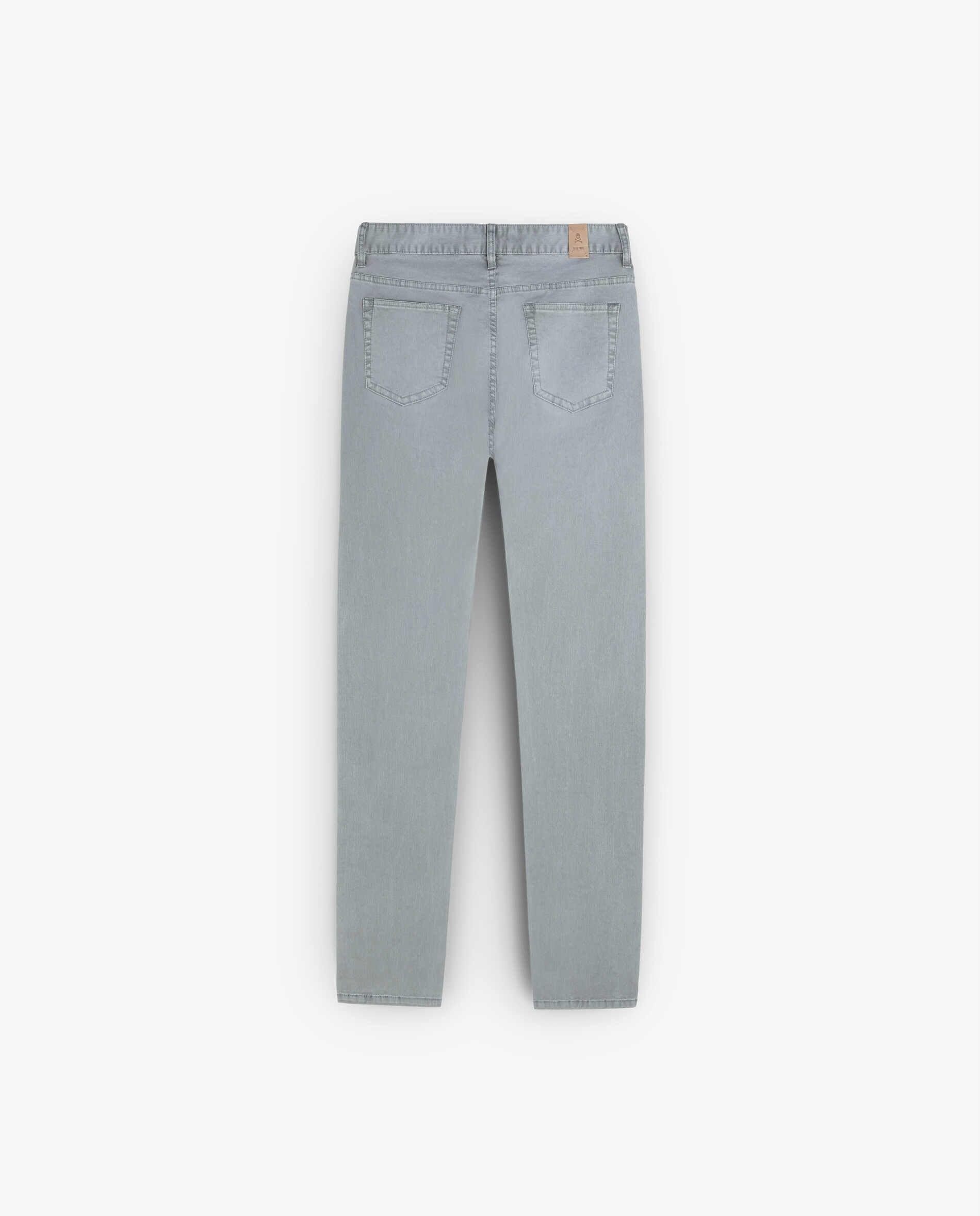 Calças Ligeiramente Elásticas com Fecho Zip e Botão Cinzento-claro-2