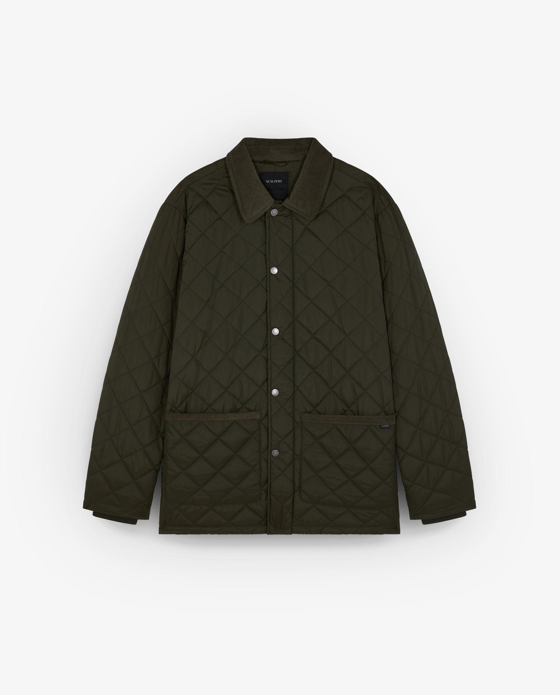 Casaco Acolchoado com Fecho Zip e Snaps Verde-escuro-1