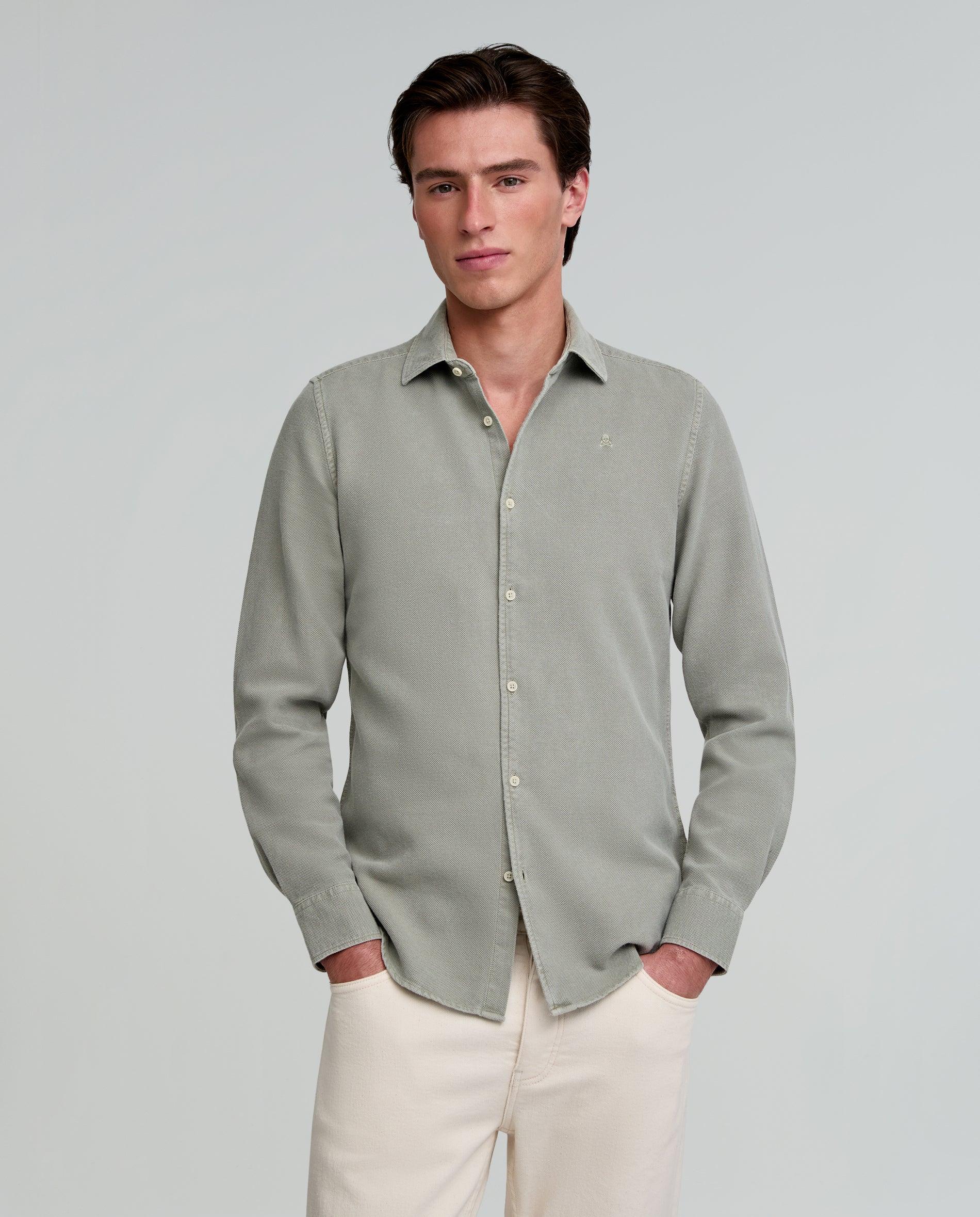 Camisa Formal Regular Fit de Algodão Caqui-2