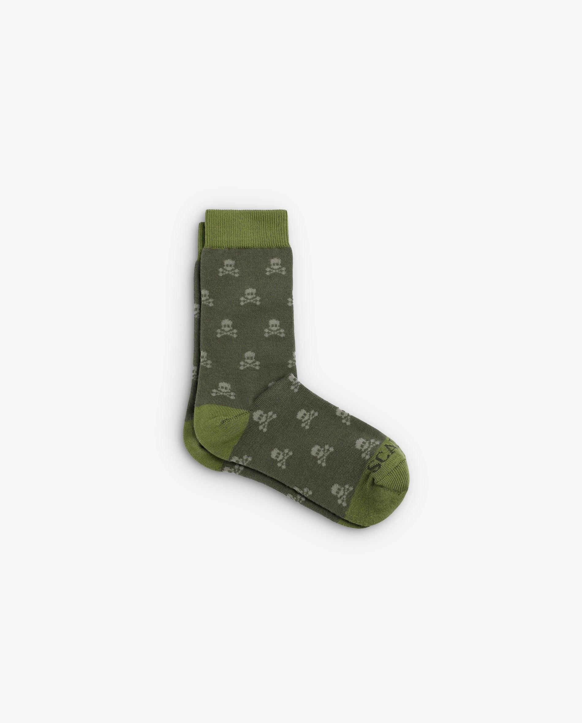 Meias Infantil de Cano Médio com Caveiras Scalpers Caqui-1